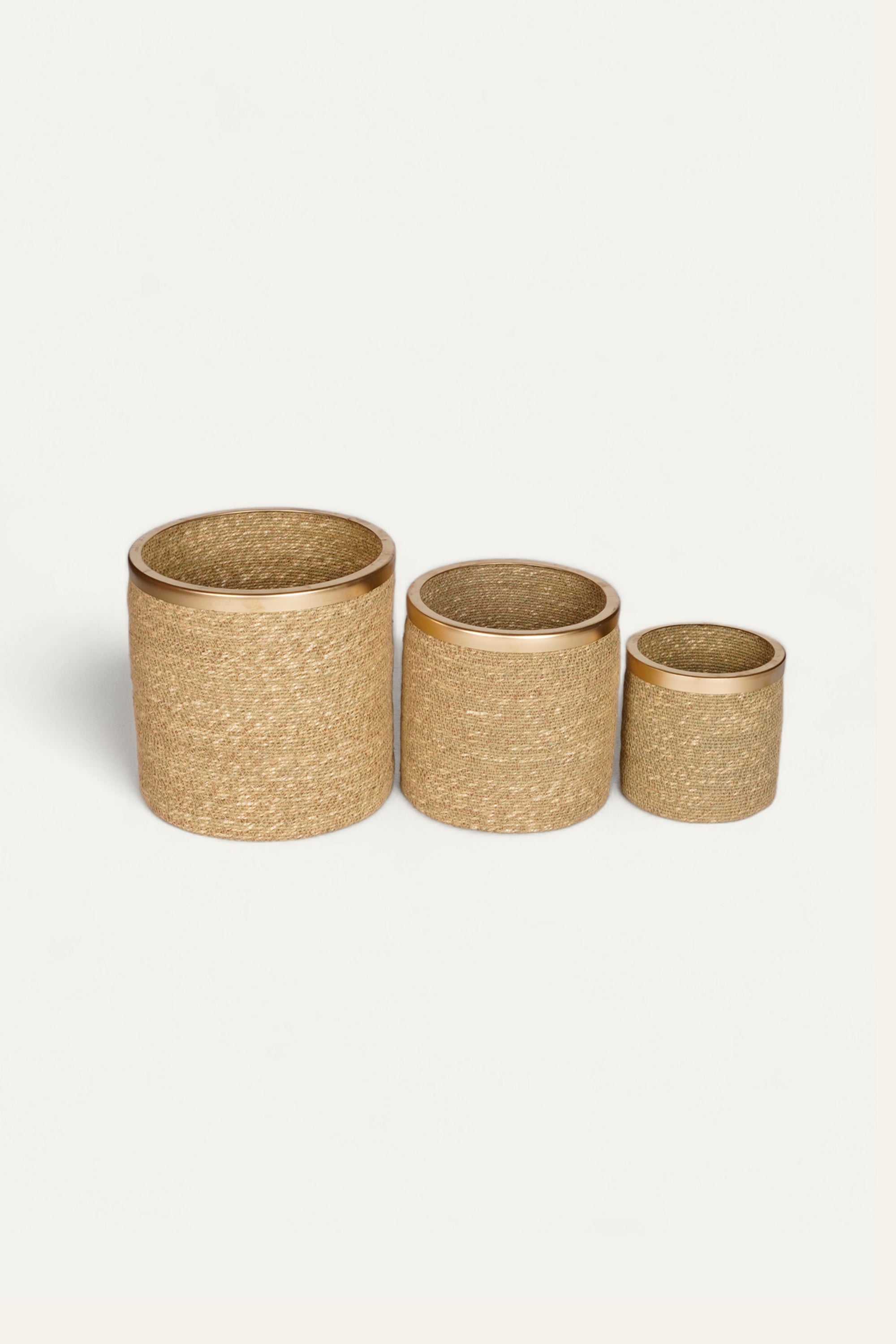 Large Seagrass Basket with Metal Rim