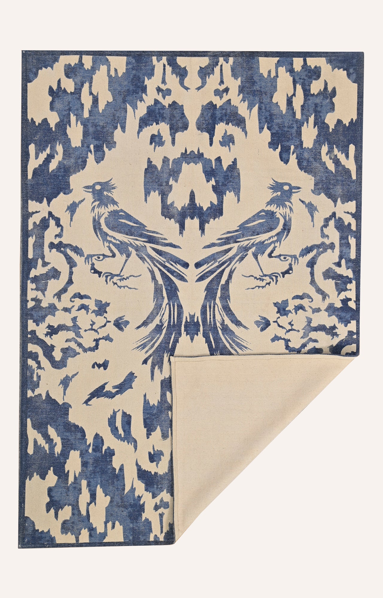 Soaring Crane Dhurrie Rug in Blue