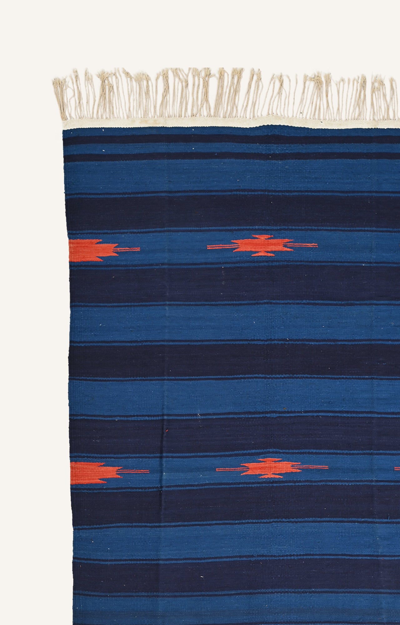 Handwoven Blue Striped Punjabi Durrie