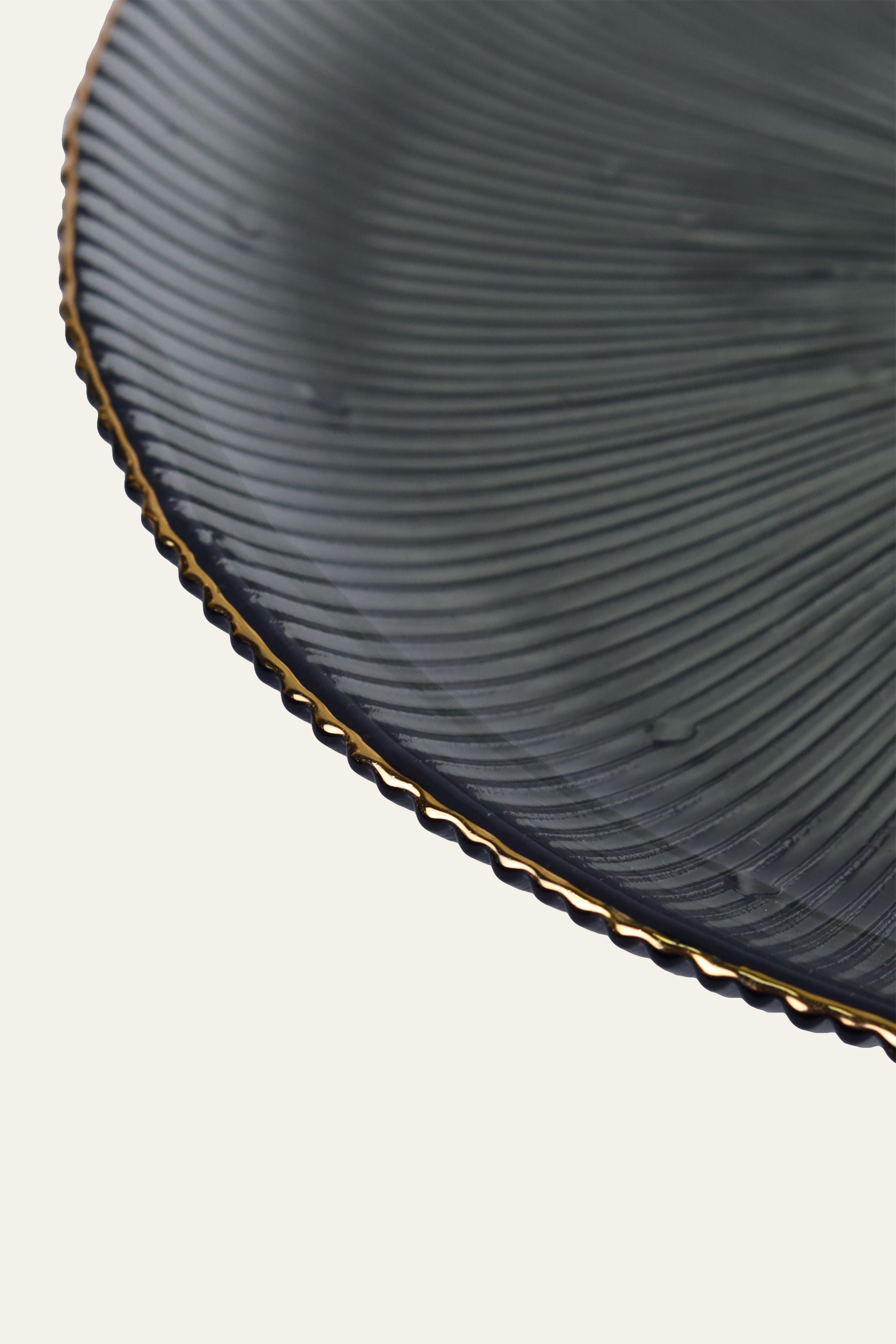 Smokey Grey Sunburst Ribbed Glass Dinner Plate