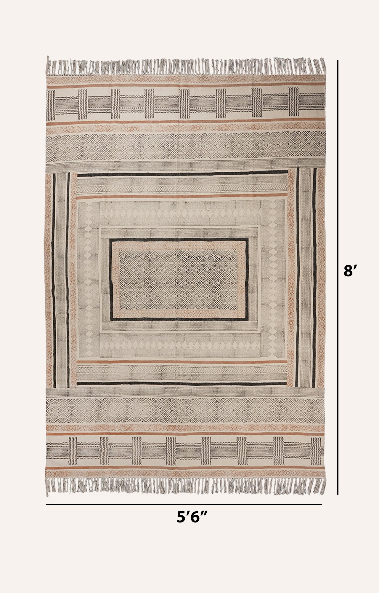 Handwoven Traditional Geometric Area Rug with Fringe