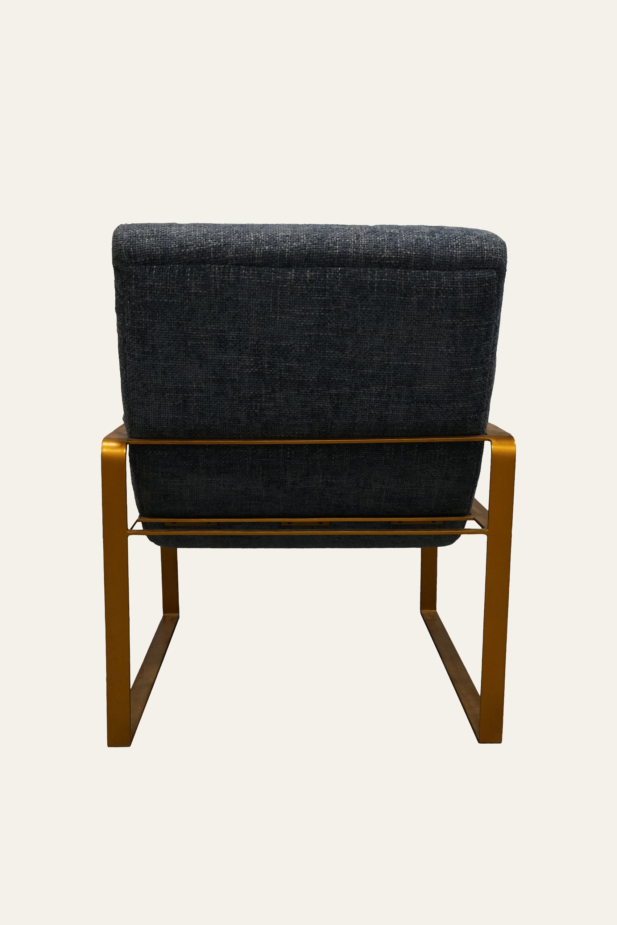 Blue Channel Tufted Lounge Armchair with Metal Frame