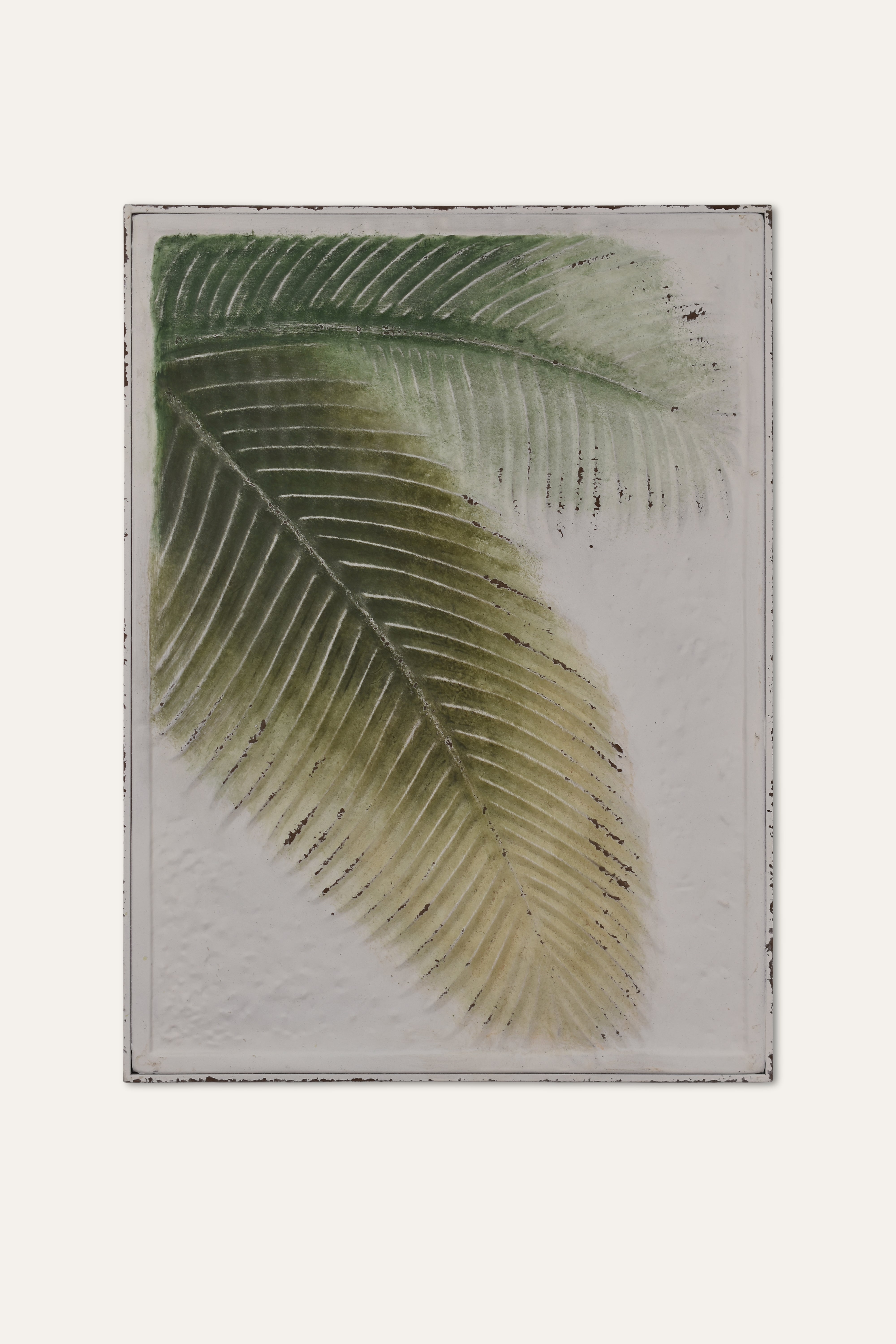 Vintage Tropical Leaf Iron Wall Art Panel