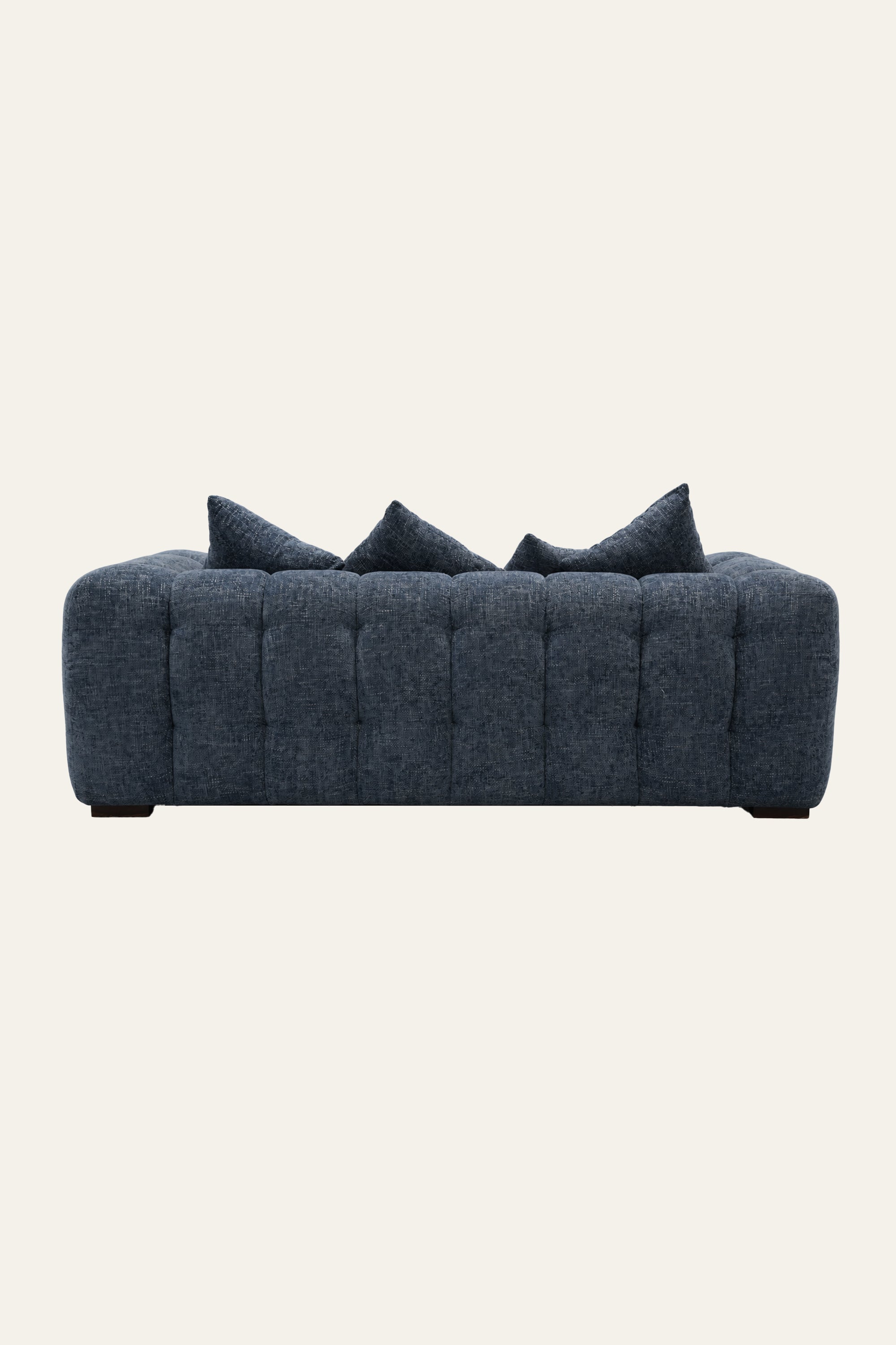 Midnight Blue Grid Tufted  3-Seater Sofa