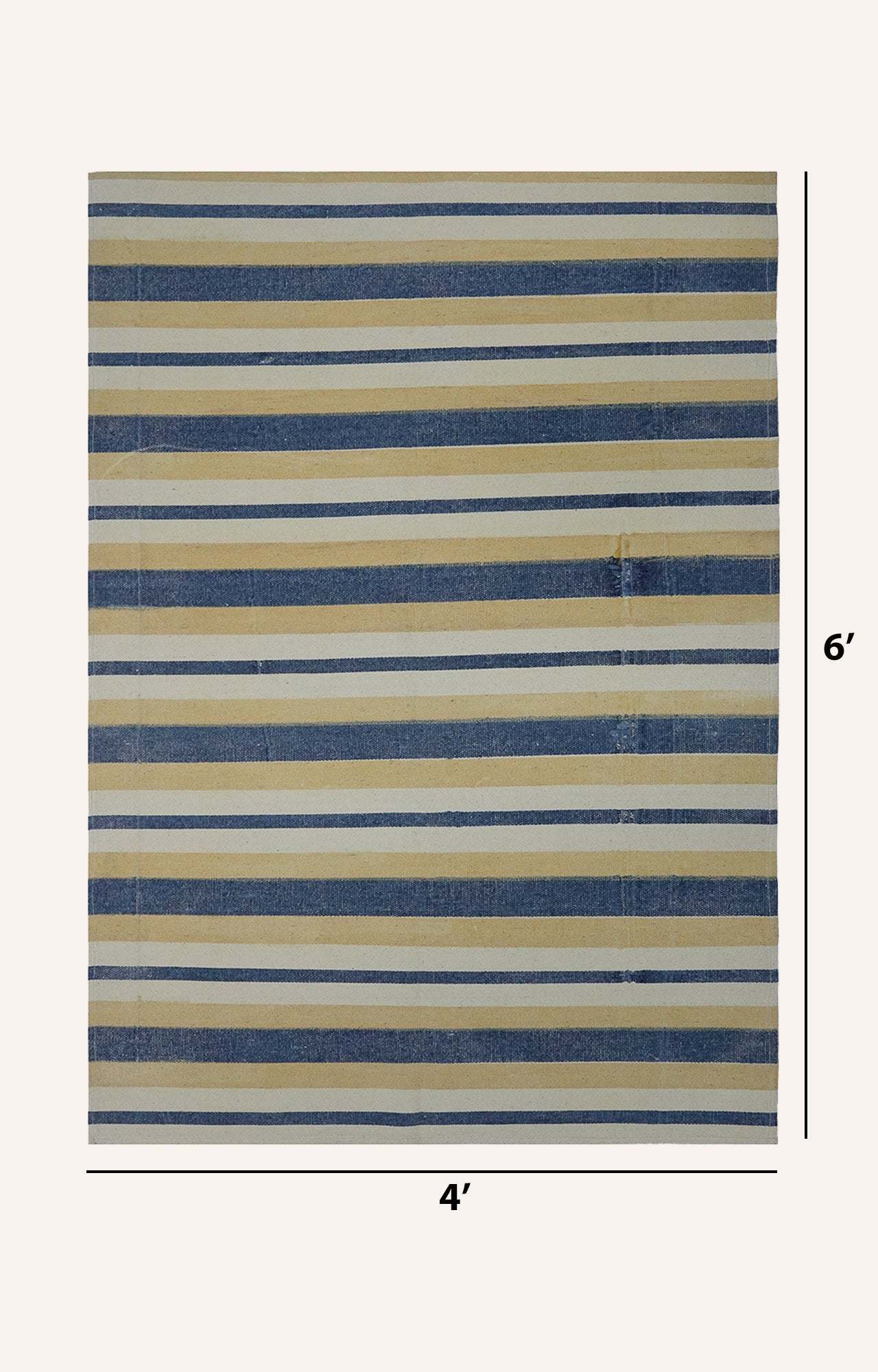 Block Printed Handwoven Striped Area Rug