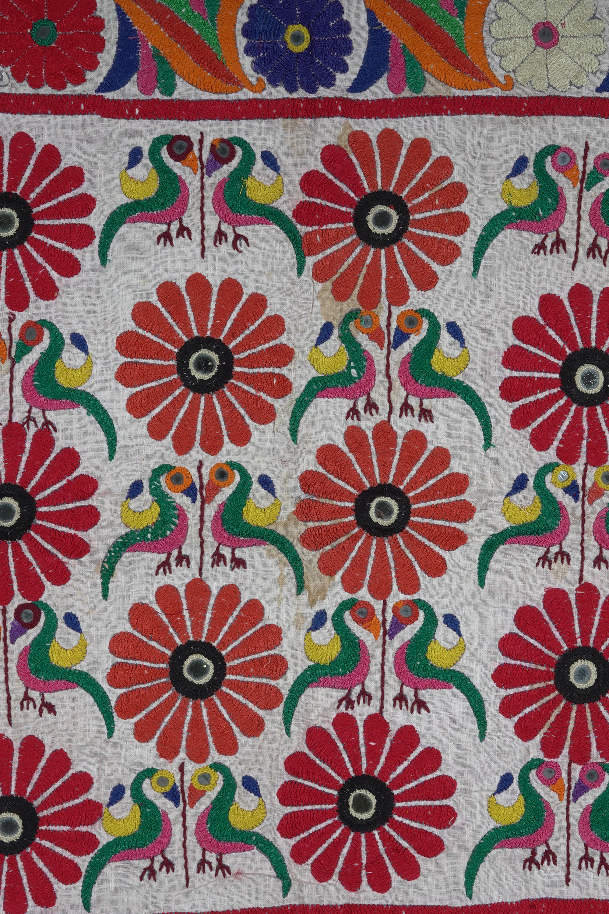 Floral Medallion Vintage Gujarati Wall Tapestry