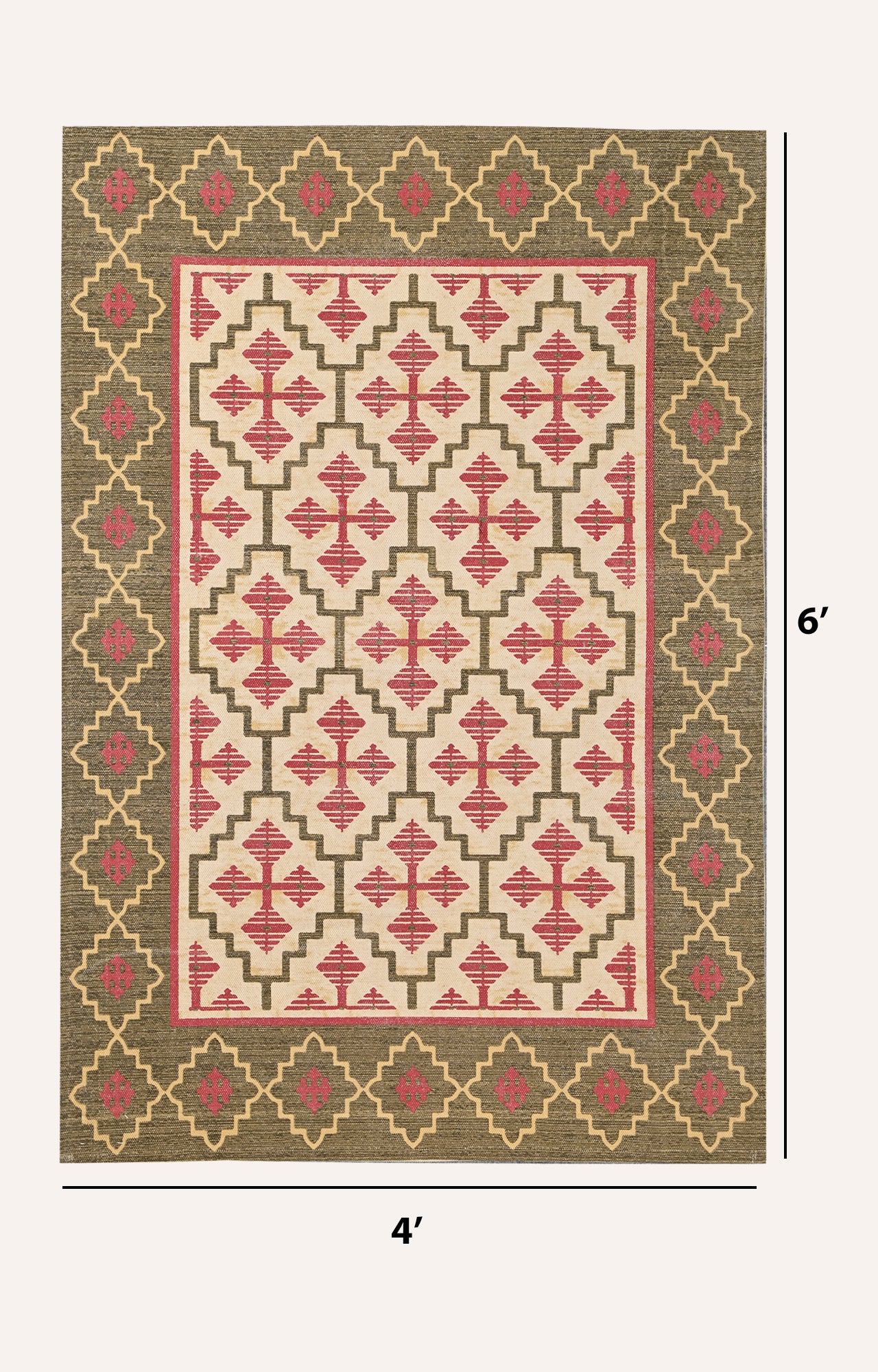 Kilim Block printed Scandinavian Rug