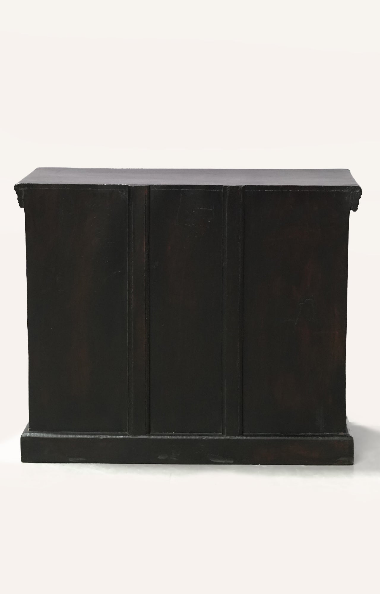 Black Wooden Cabinet with Elephant Carvings