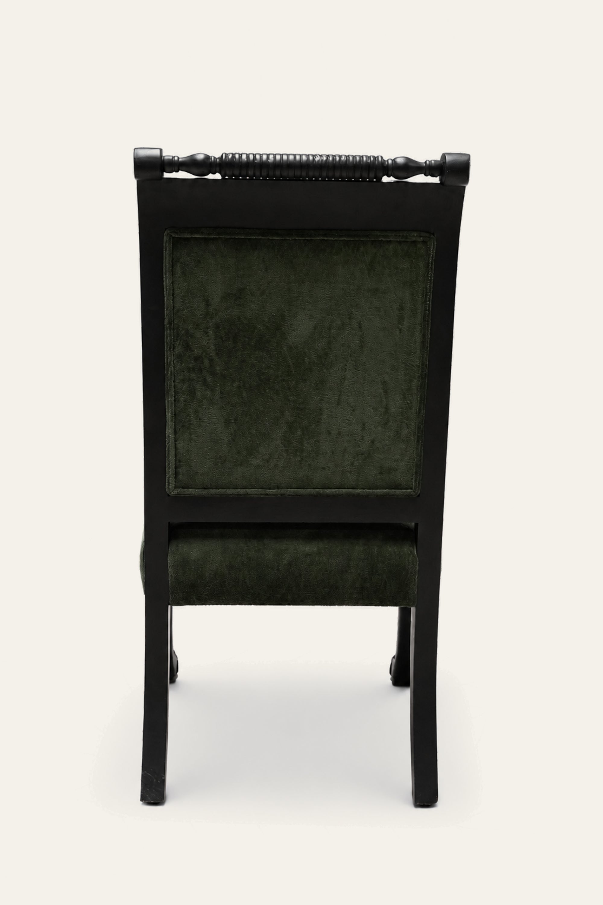 Empire Revival Style Carved Dark Green Upholstered Armchair