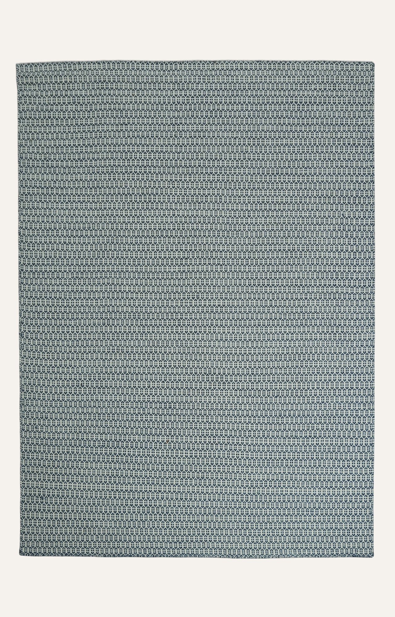 Blue & Ivory Textured Pattern Flatweave Rug