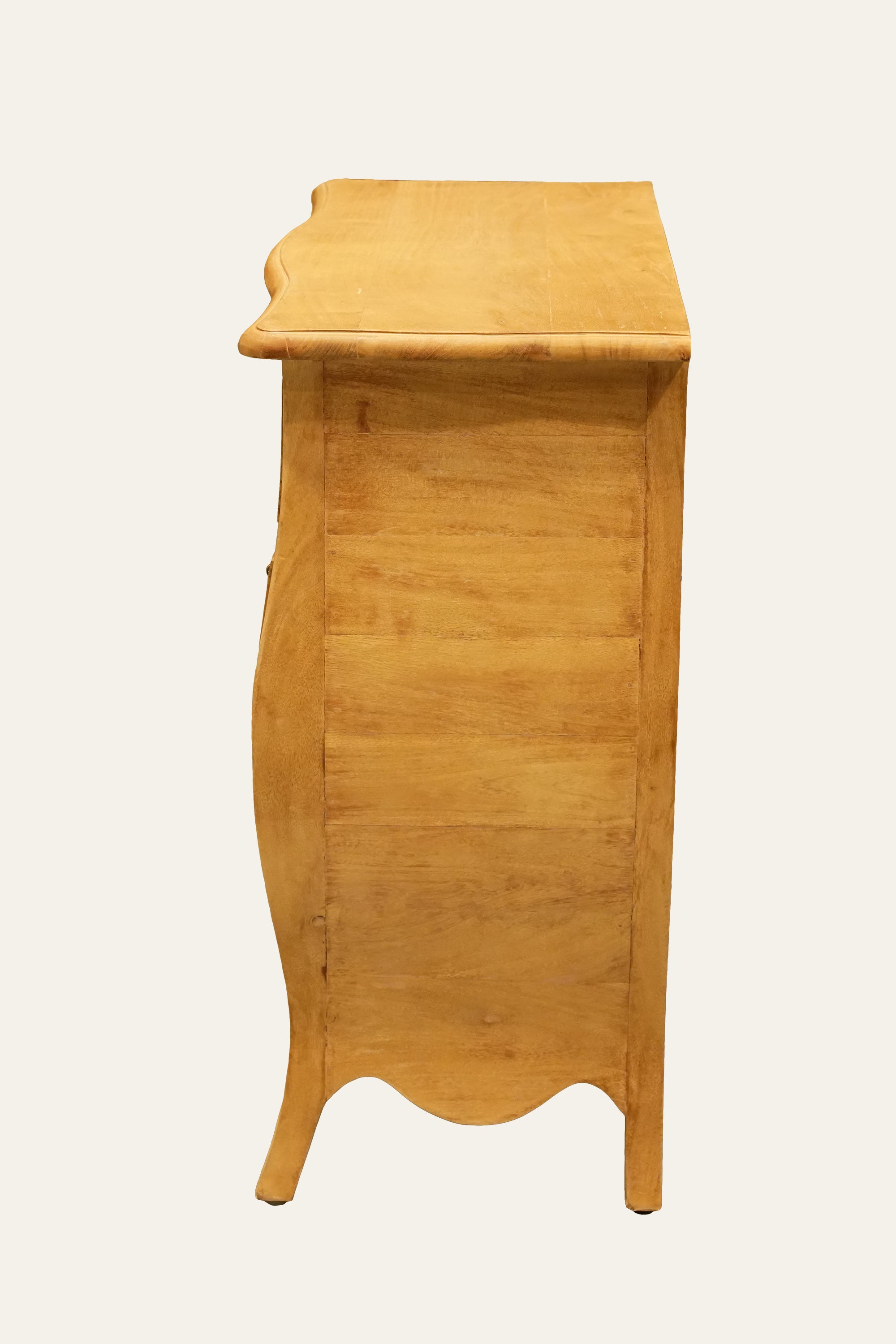 French Country Style Brown Bombe Chest of Drawers with 3 Drawers