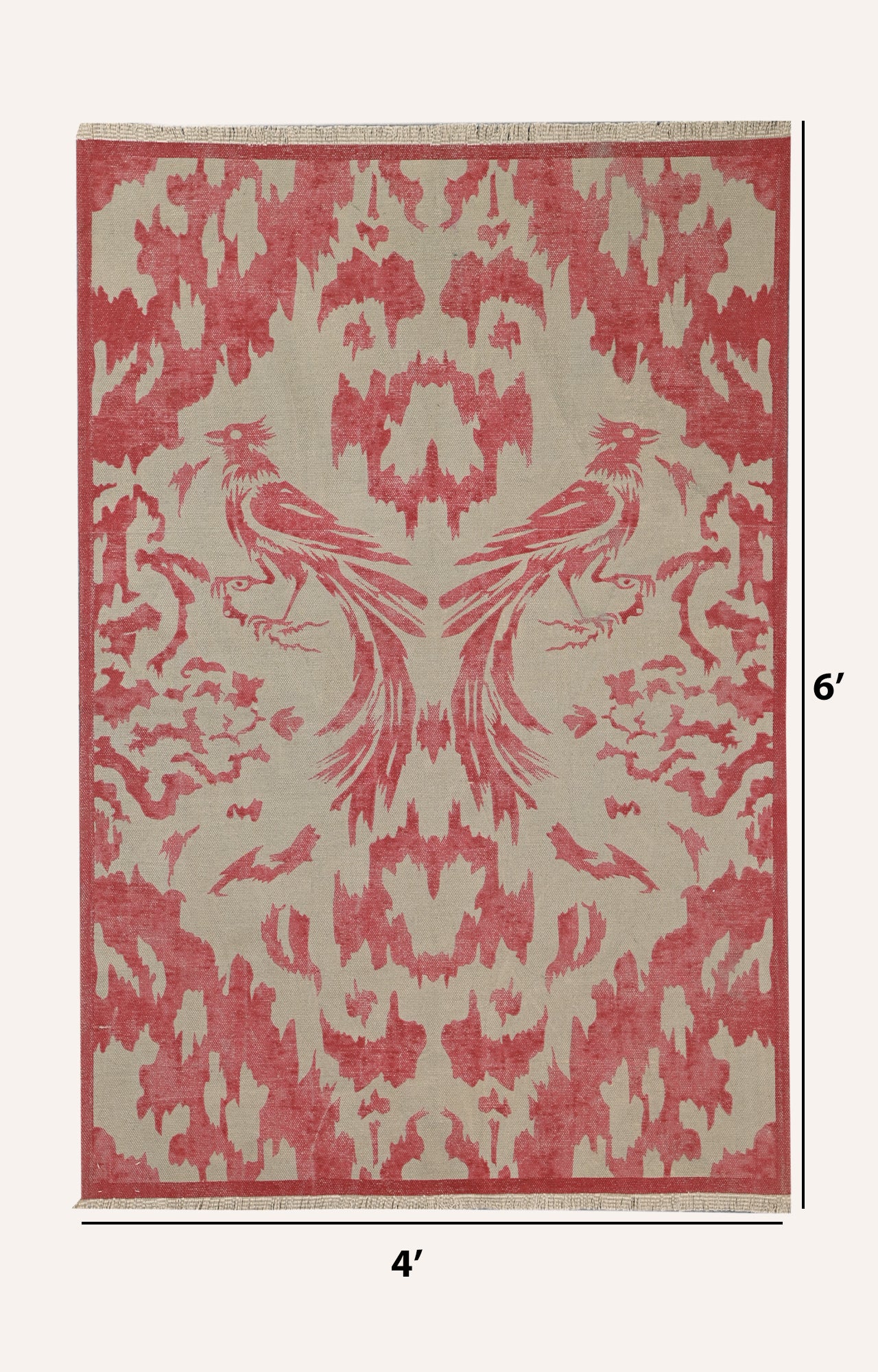 Soaring Crane Dhurrie Rug in Red