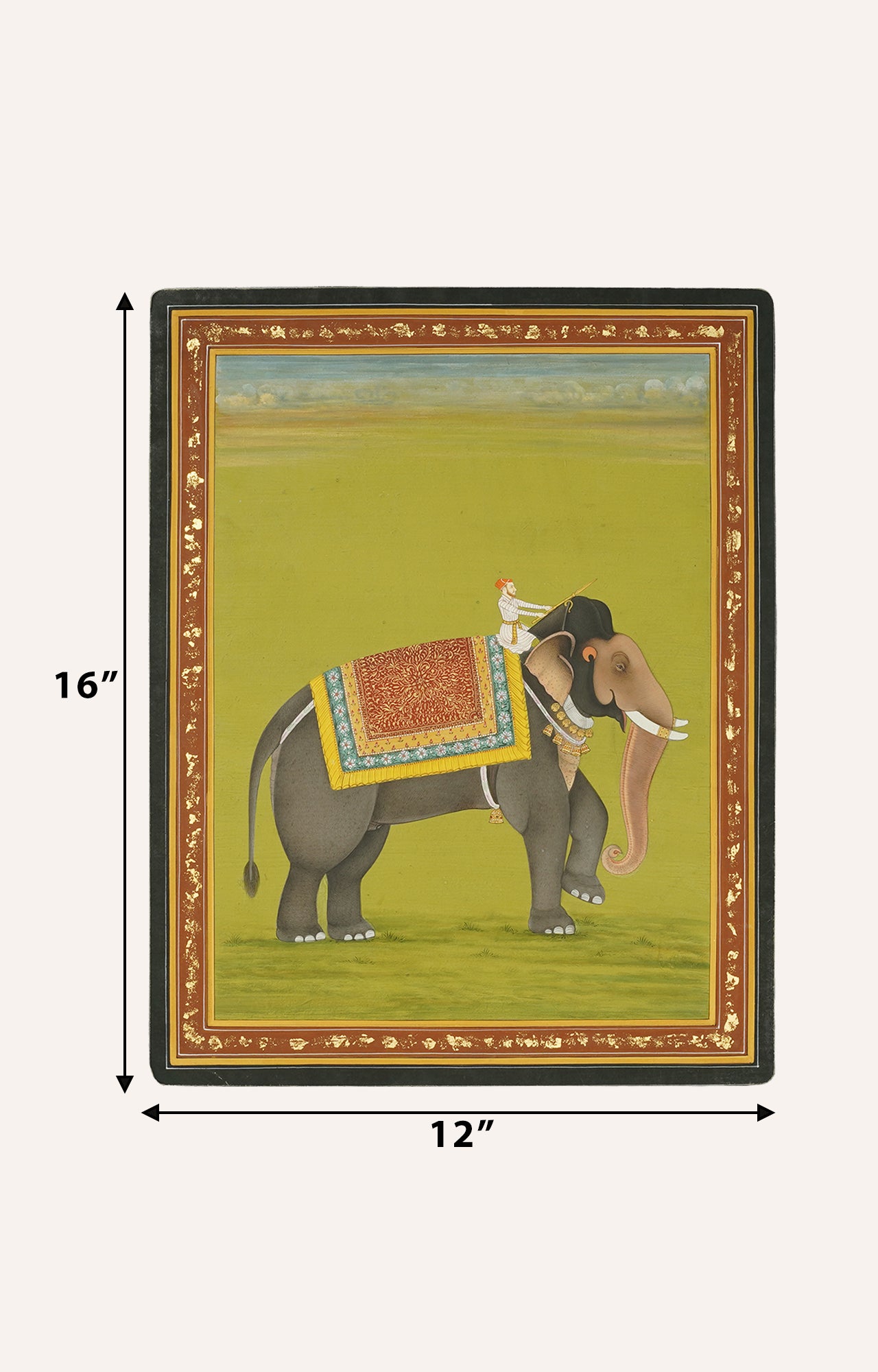 Handmade Royal Elephant Watercolor - Framed