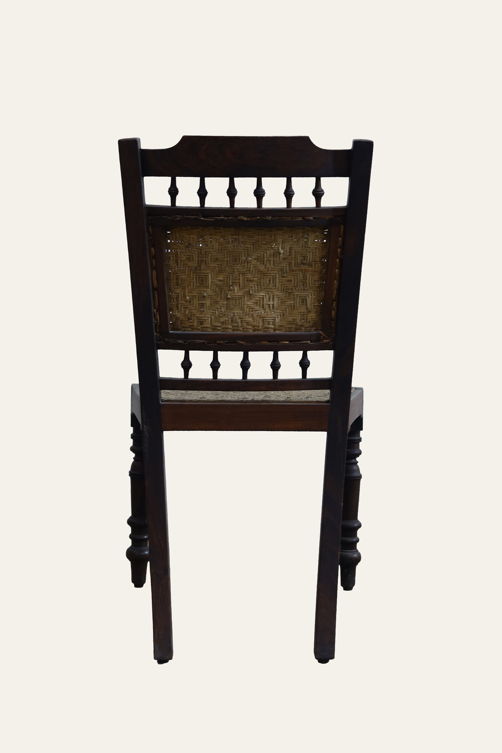 Natural Cane Back Accent Chair with Turned Wooden Legs