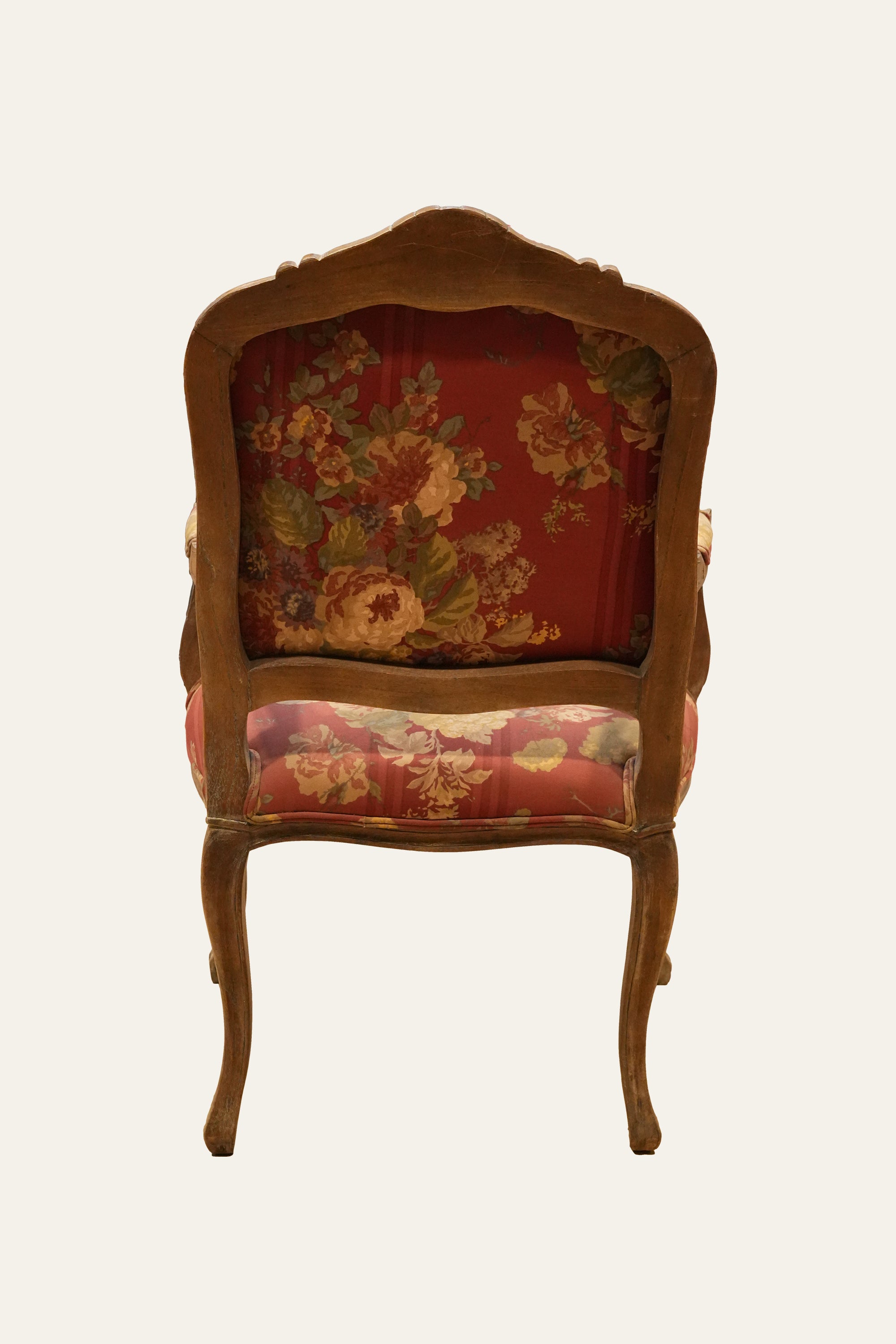 Floral Print Carved French Style Armchair