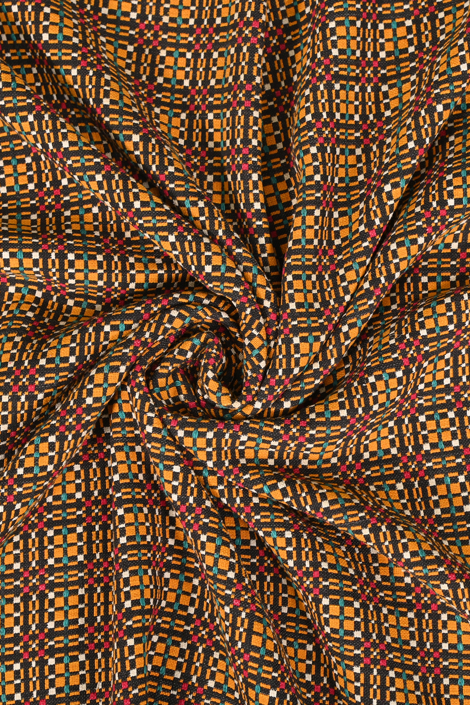 Orange & Slate Check Reversible Cotton Khes Wall Hanging