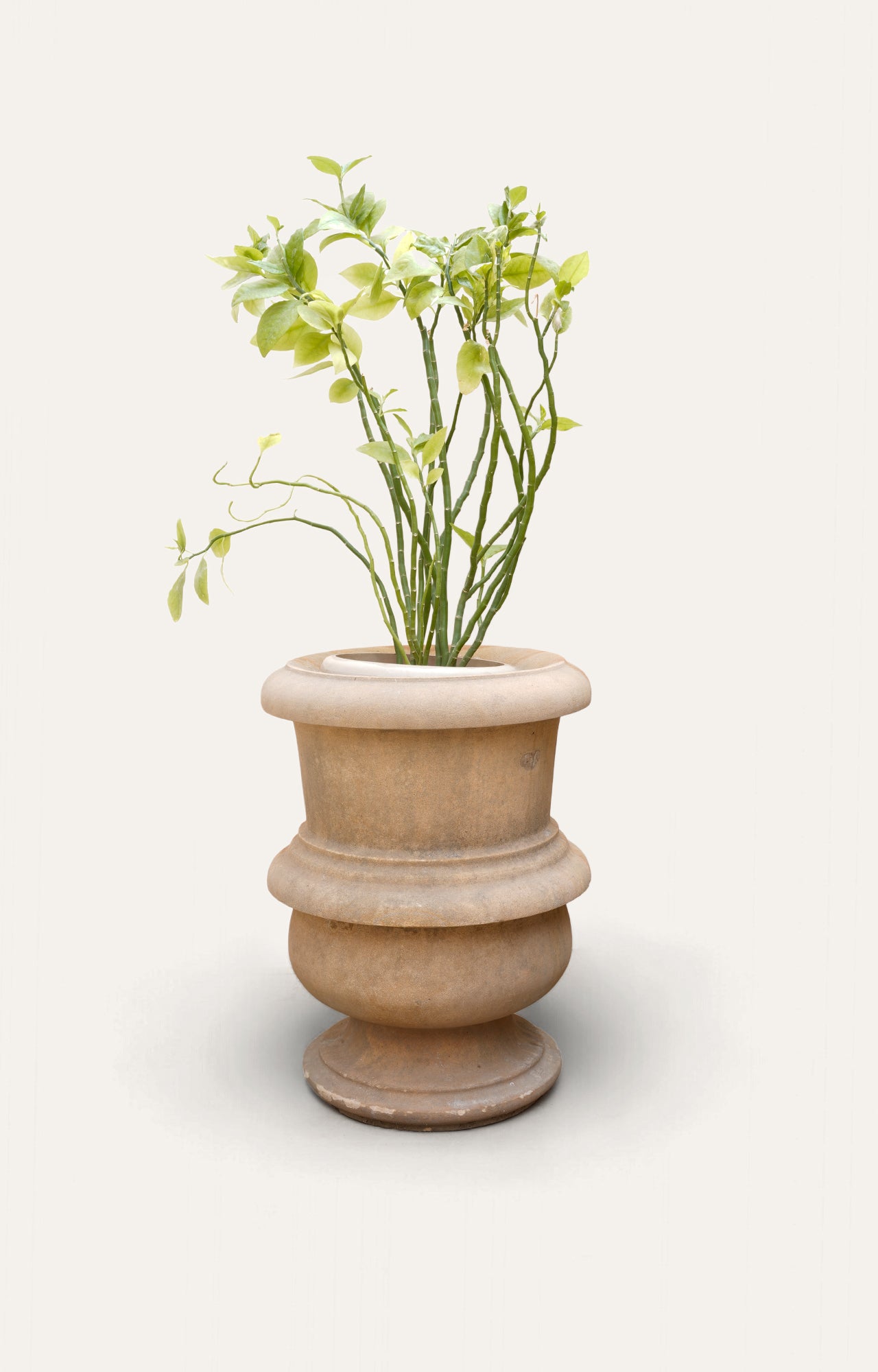 Travertine Line Design Footed Planter