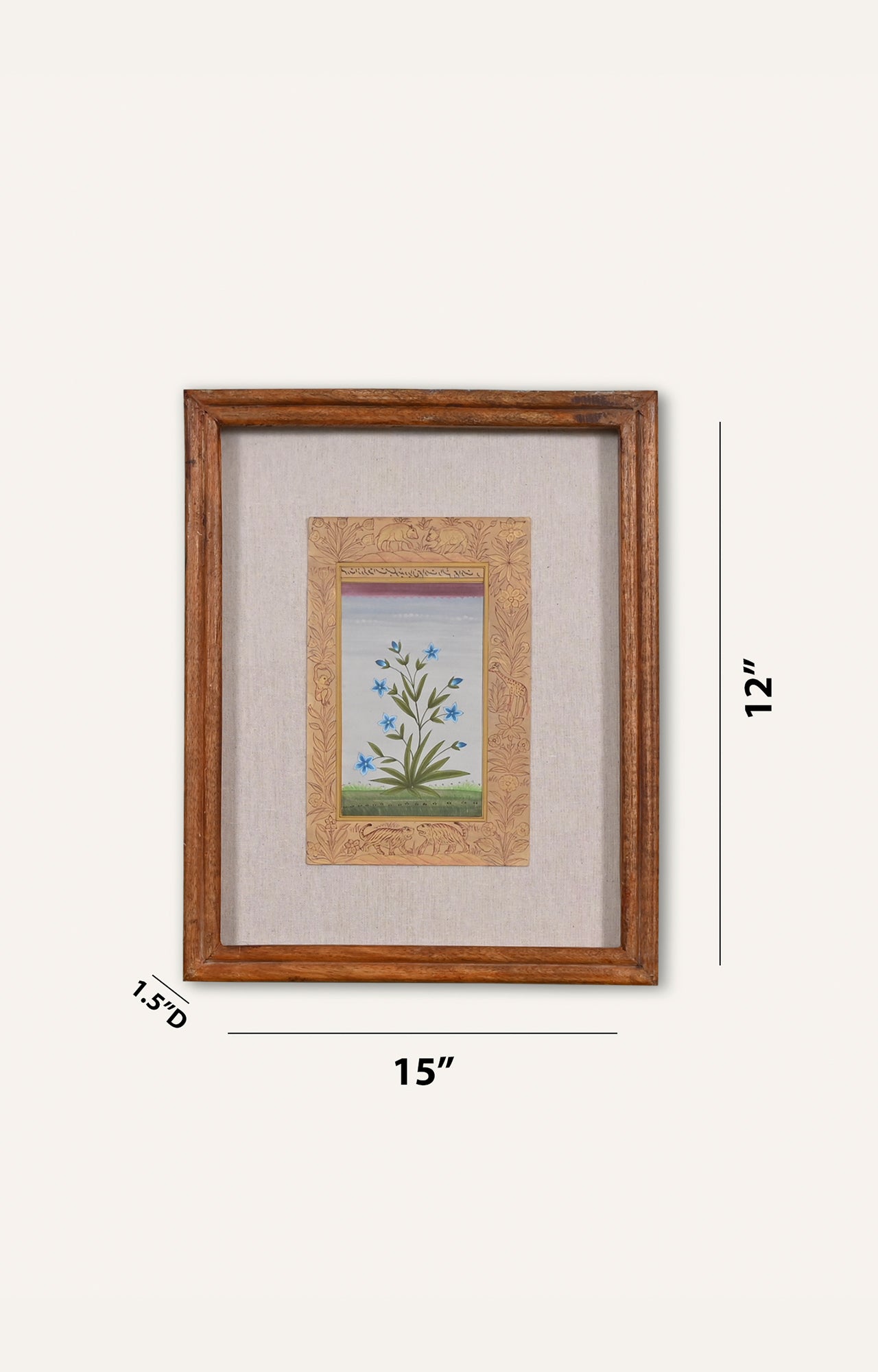 Floral Handmade Mughal Botanical Miniature Watercolor Indian Art Painting