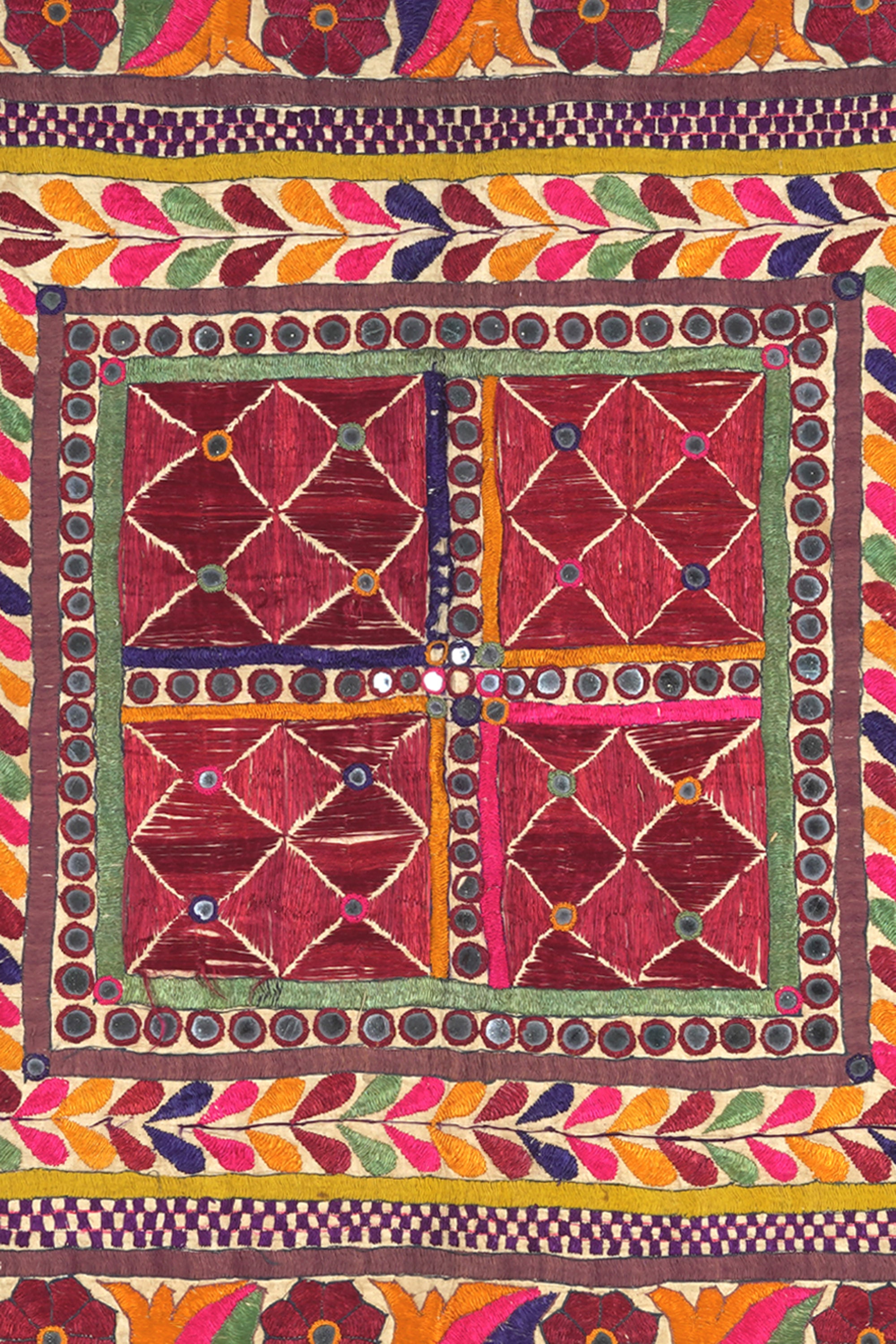 Concentric Geometric Indian Embroidery Wall Tapestry