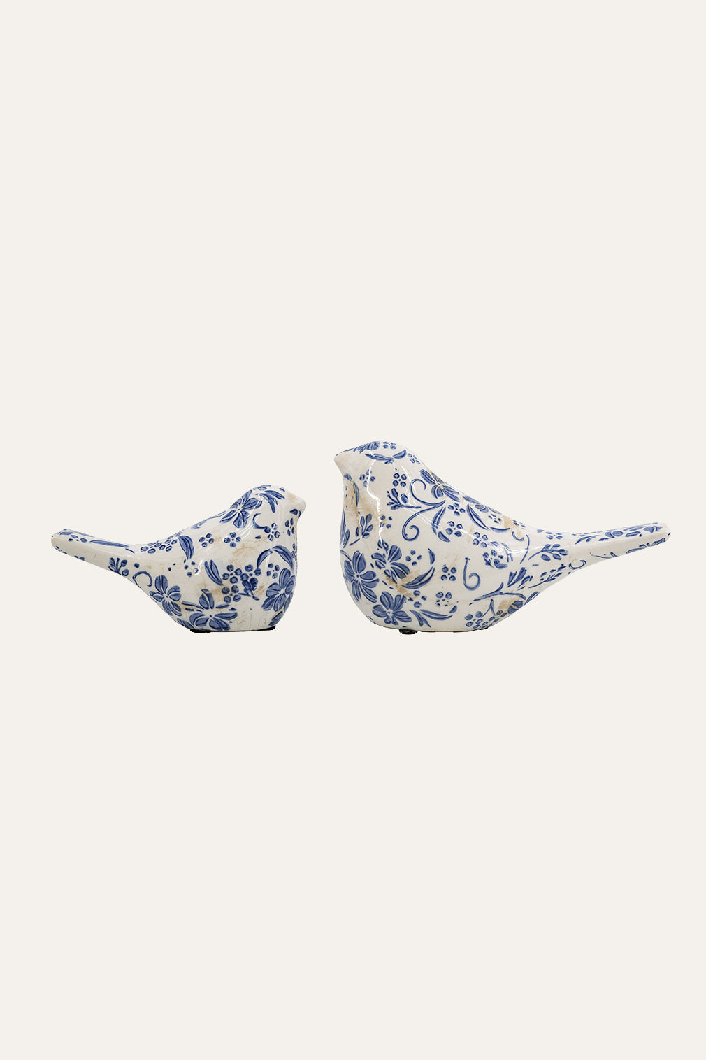 Blue & White Ceramic Bird Figurine Small