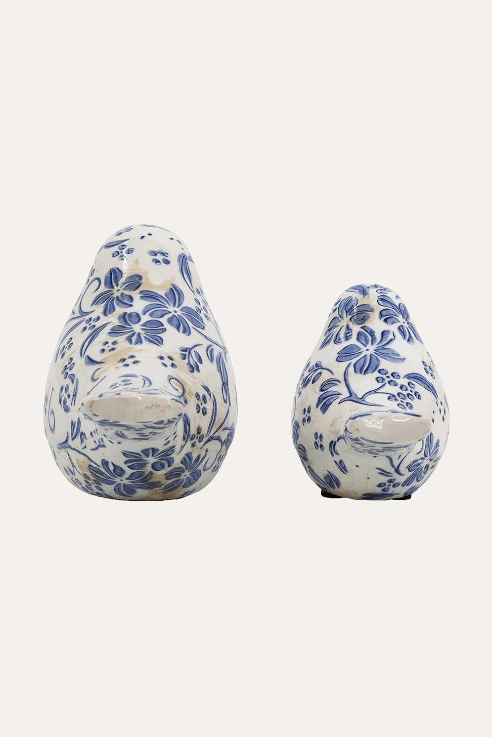 Blue & White Ceramic Bird Figurine - Big