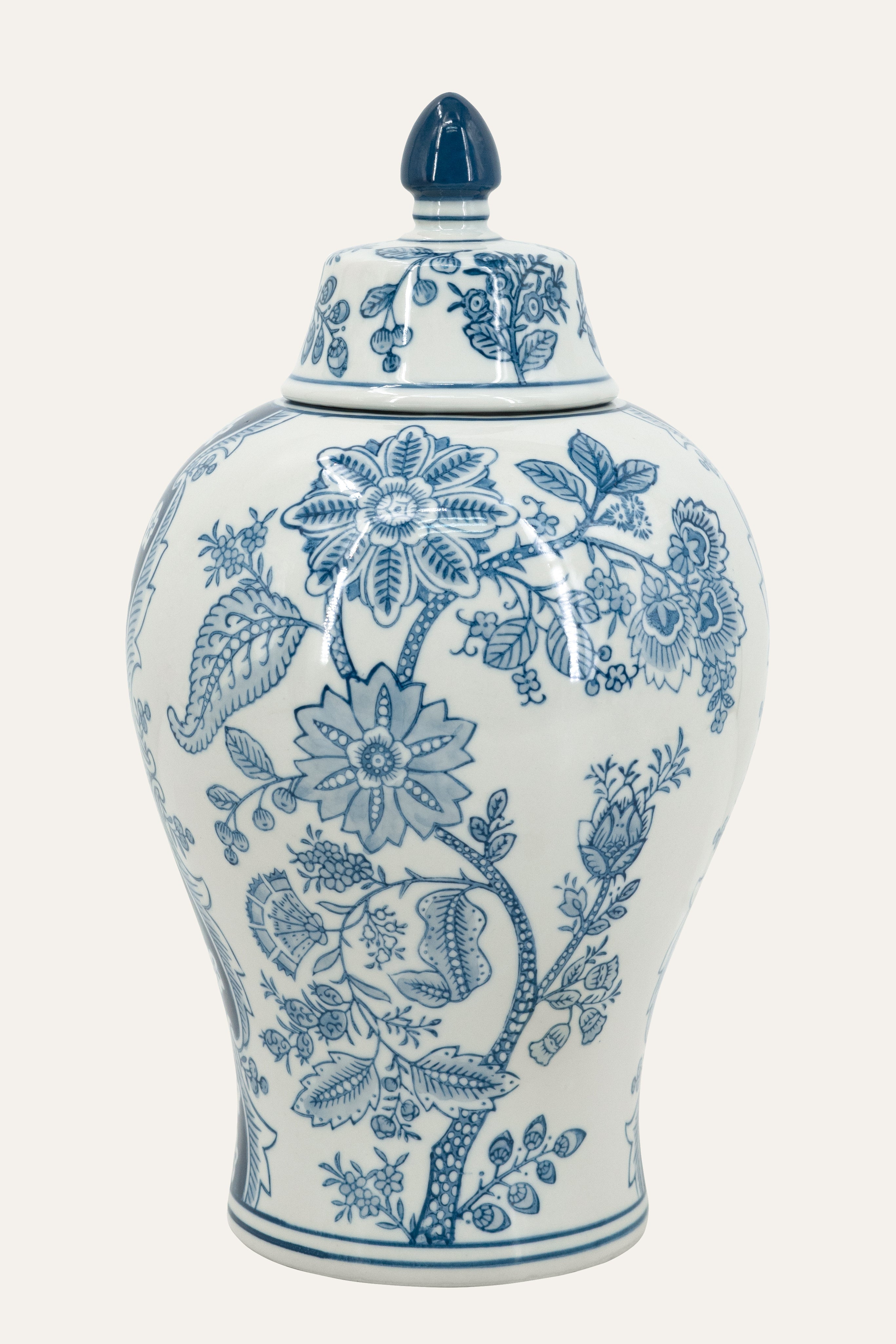 Blue White Floral Decorative Porcelain Jar