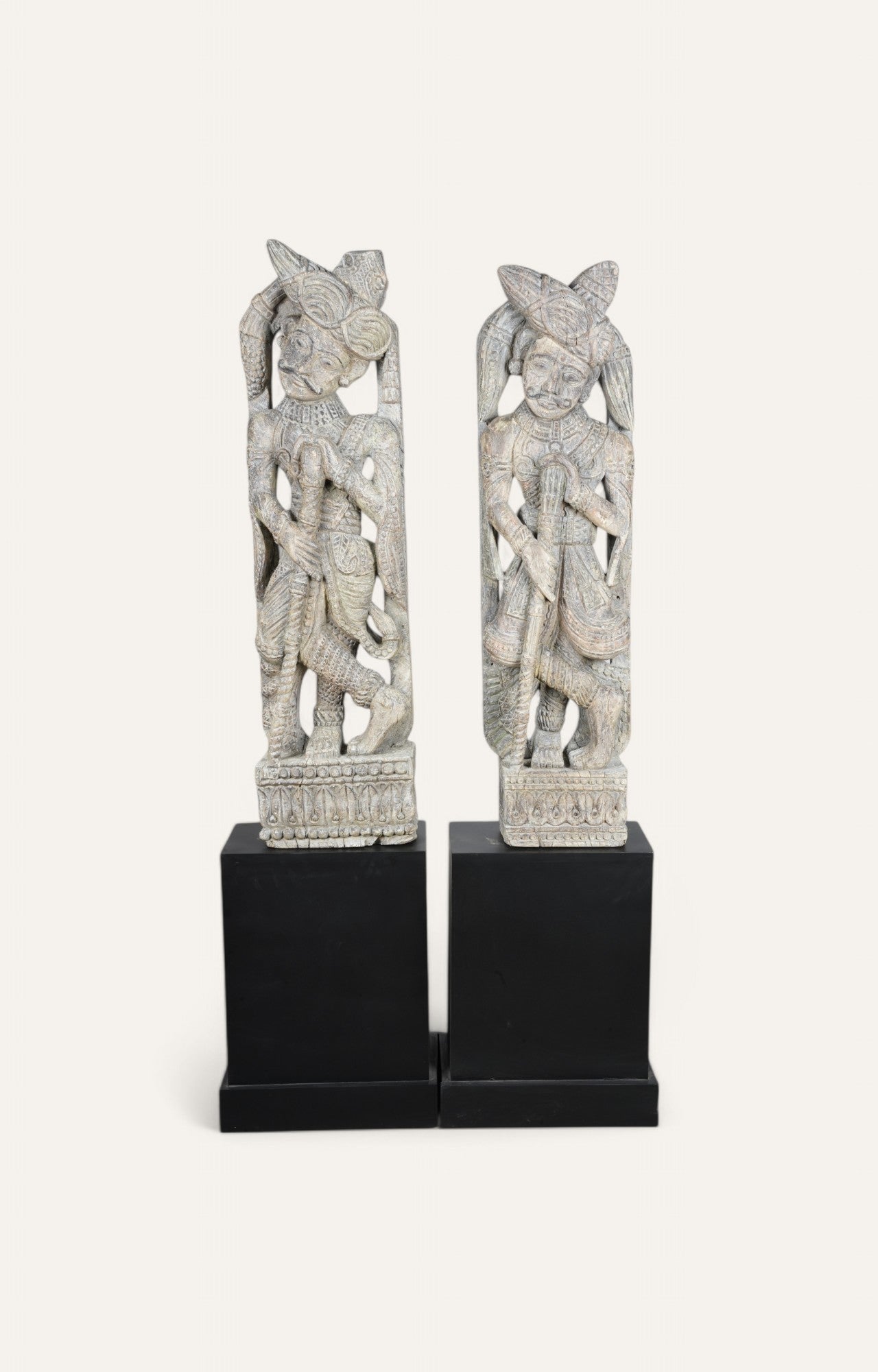 Wooden Indian Door Man - Pair