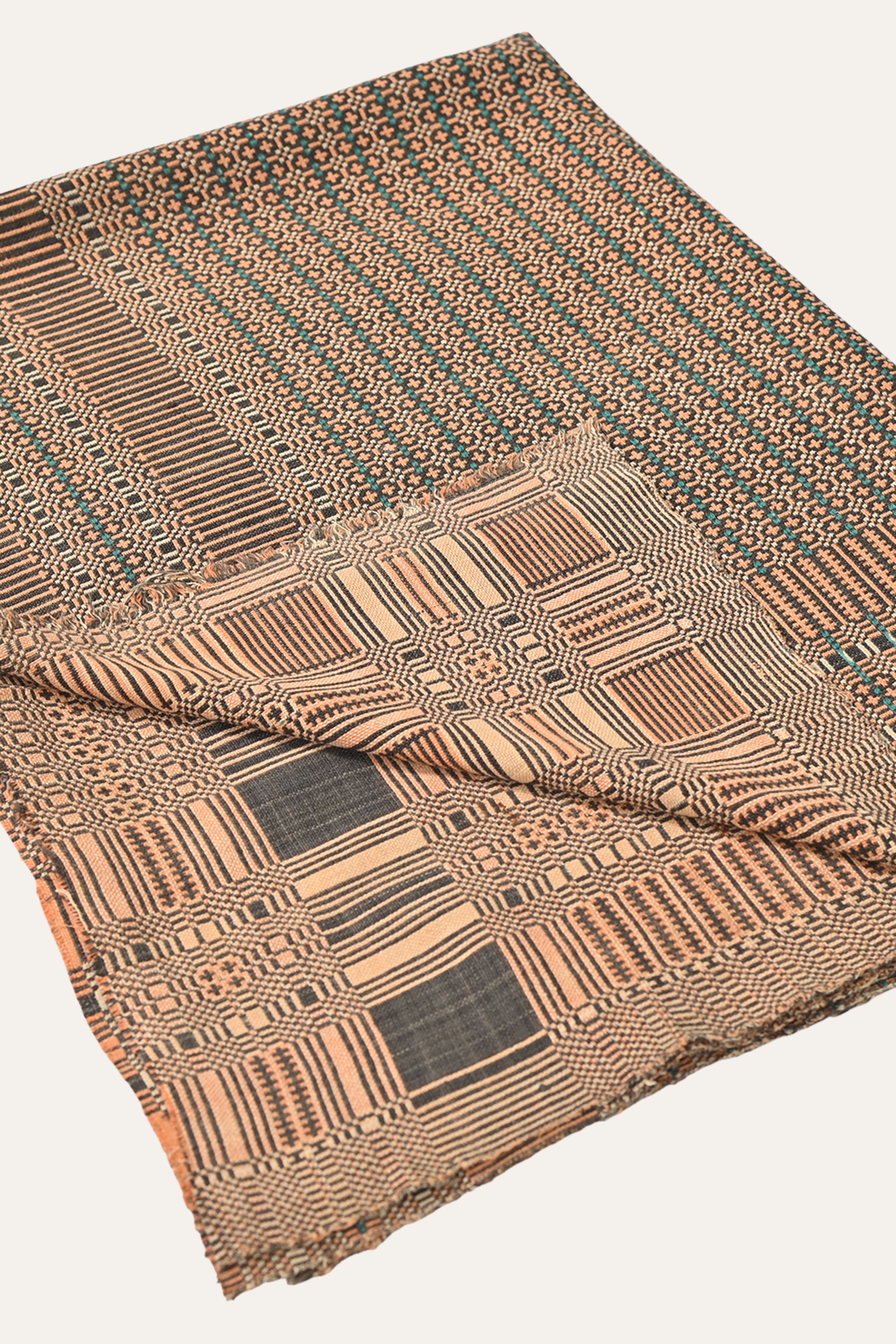 Rust Grid Reversible Punjabi Khes Antique Indian Wall Tapestry