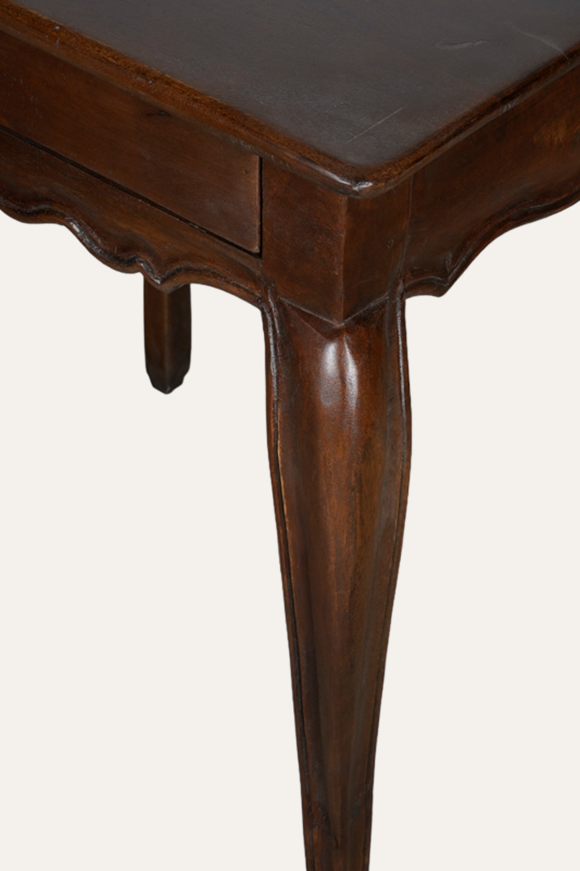 French Provincial Wooden Bedside Table with Curved Legs