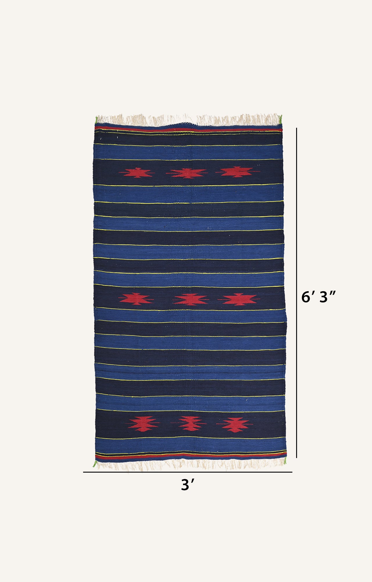 Vibrant Blue Handwoven Cotton Punjabi Durrie