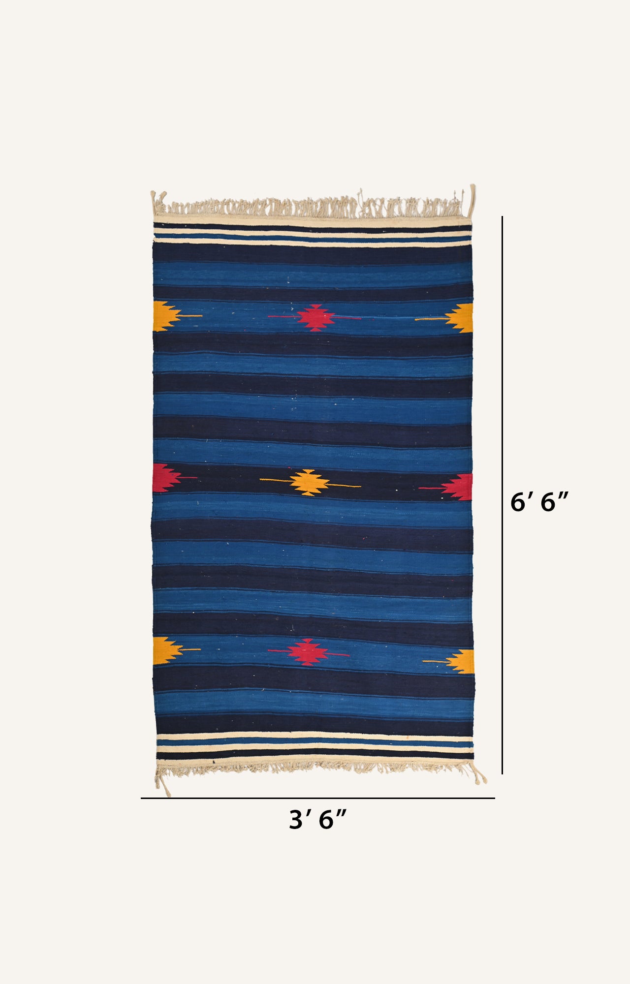 Navy Blue Feathered Stripe Punjabi Durrie