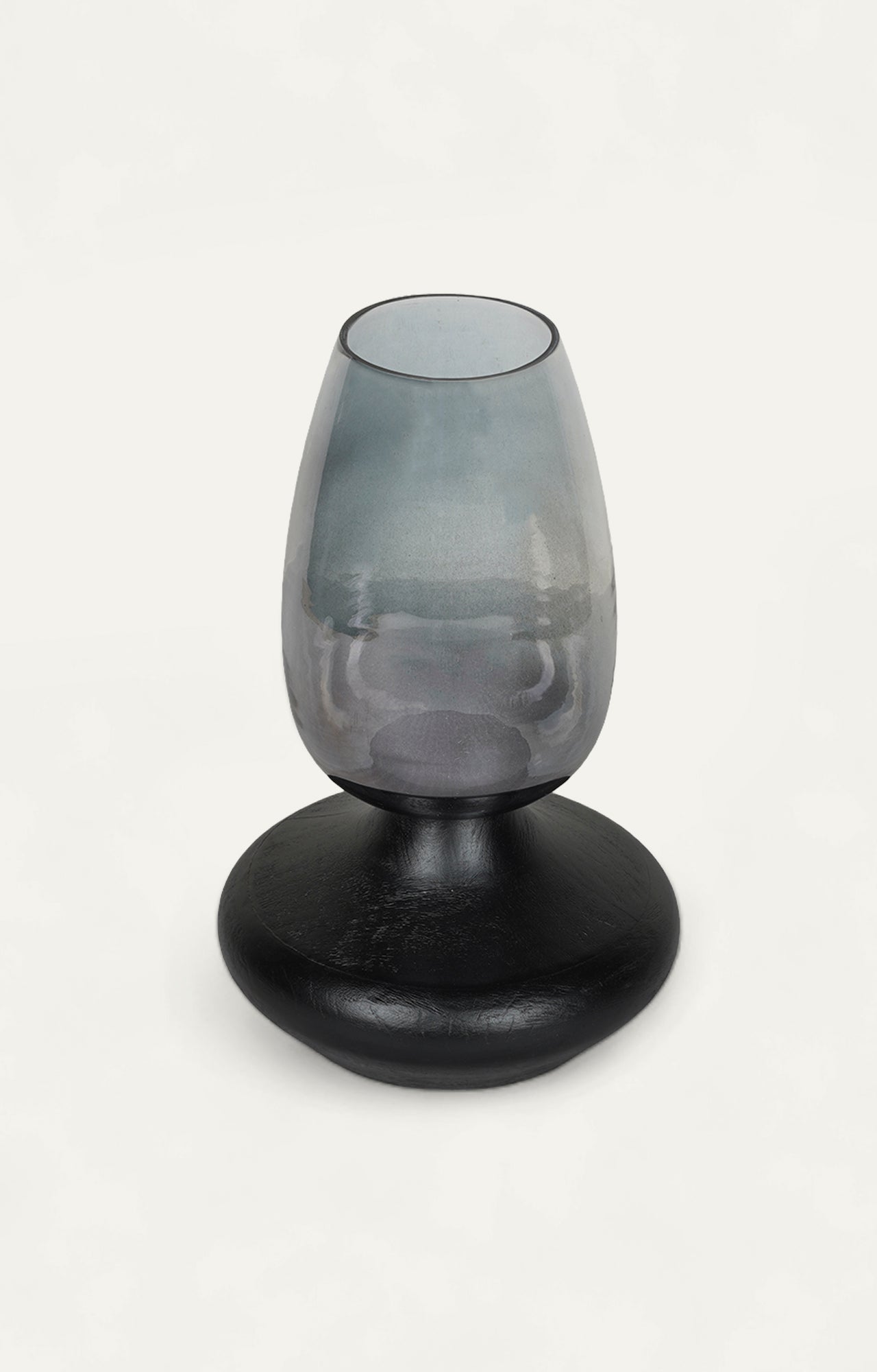 Modern Glass with wooden surface Candle stand