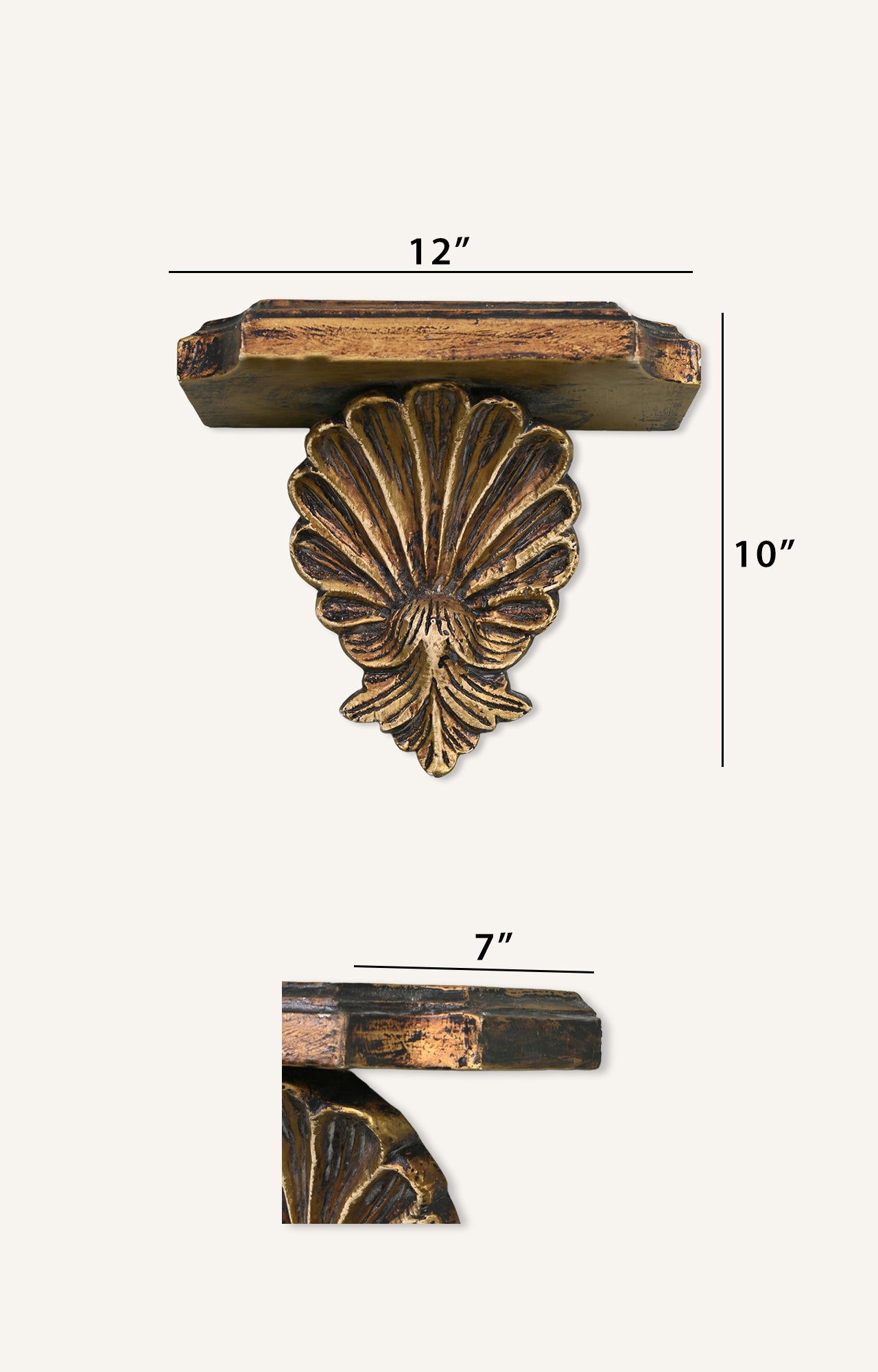 WALL SCONCES BRACKETS ANTIQUE SHELL CARVED DESIGN -TUSCAN