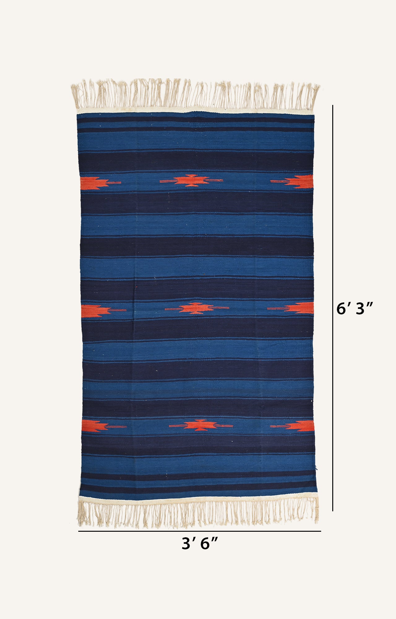 Handwoven Blue Striped Punjabi Durrie