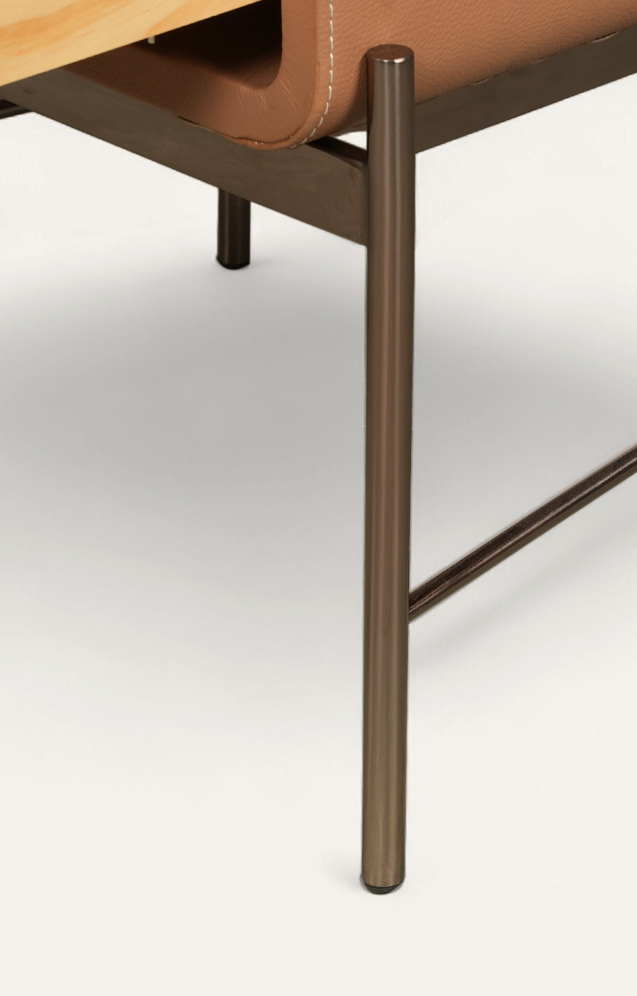 Contemporary Leather-Wrapped Nightstand with Metal Base