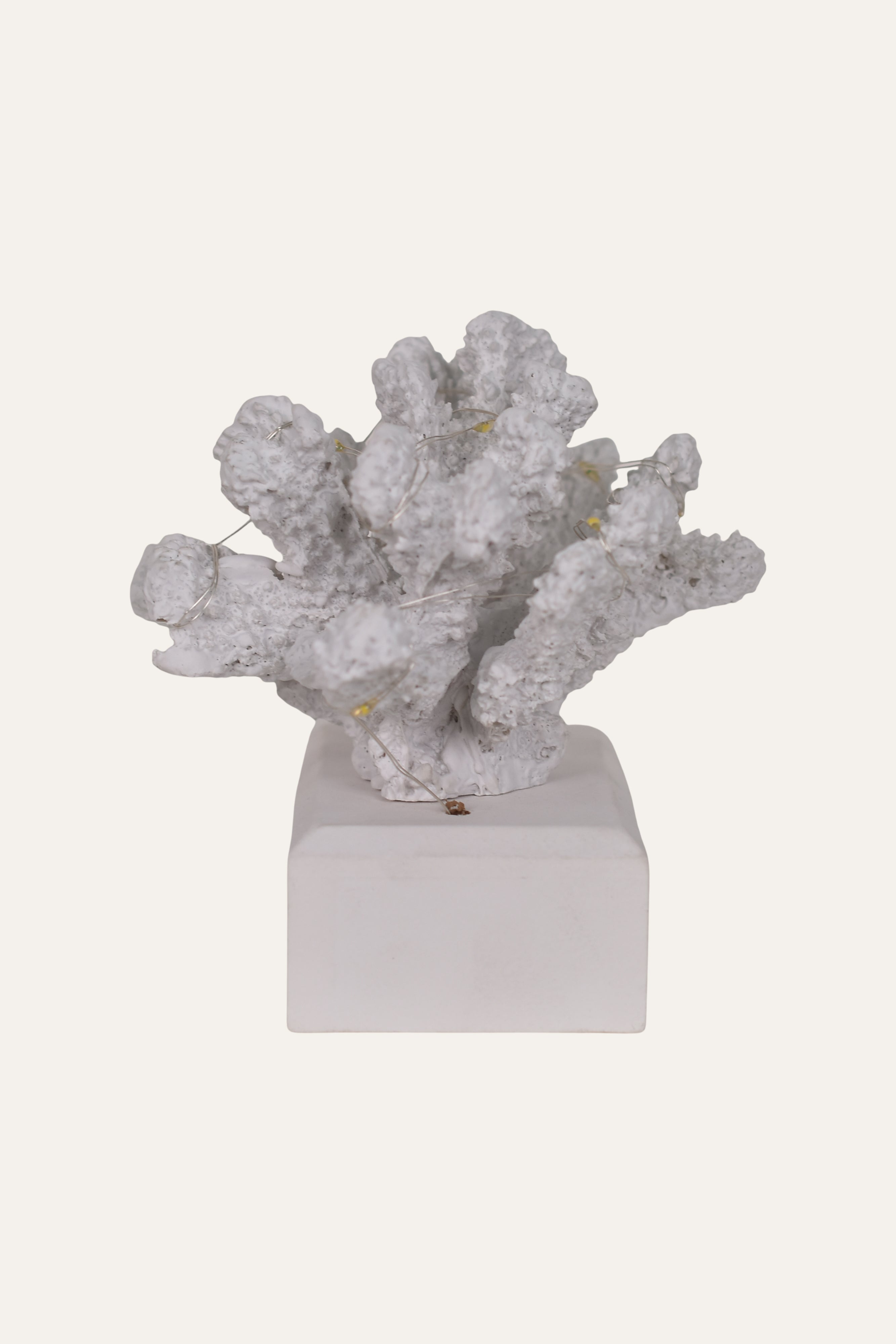 Decorative White Resin Coral Cluster Sculpture on Base Table Décor