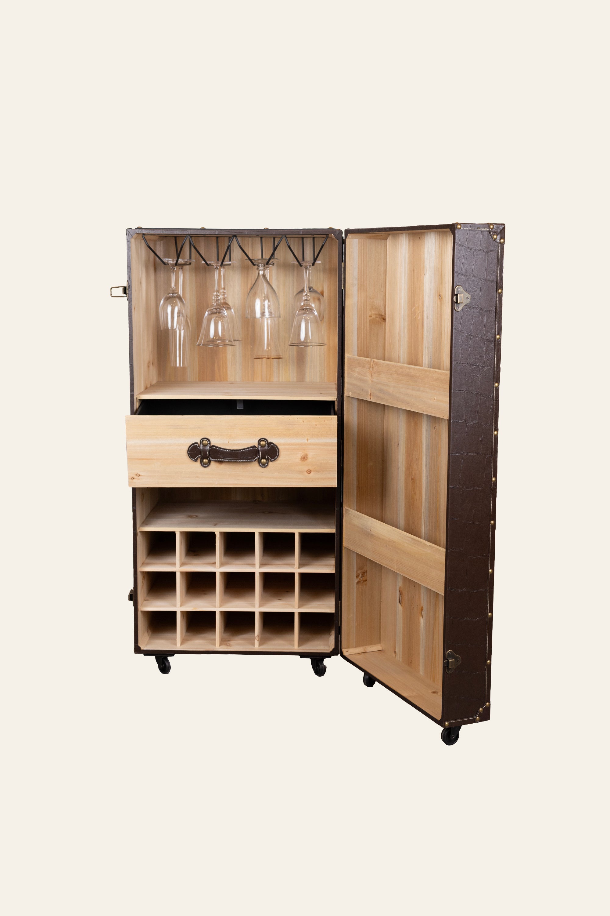 Rectangular Espresso Brown Bar Cabinet