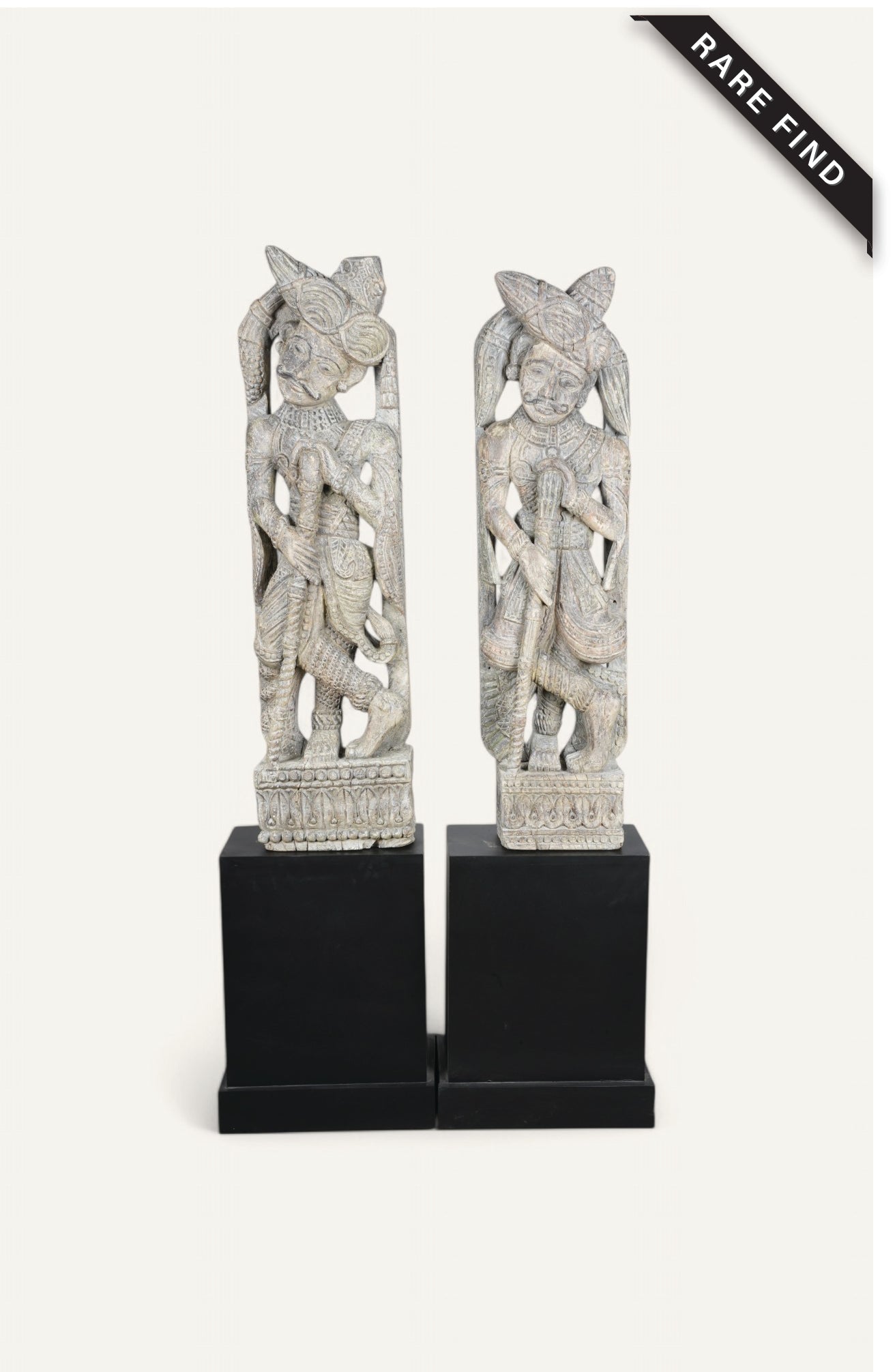 Wooden Indian Door Man - Pair