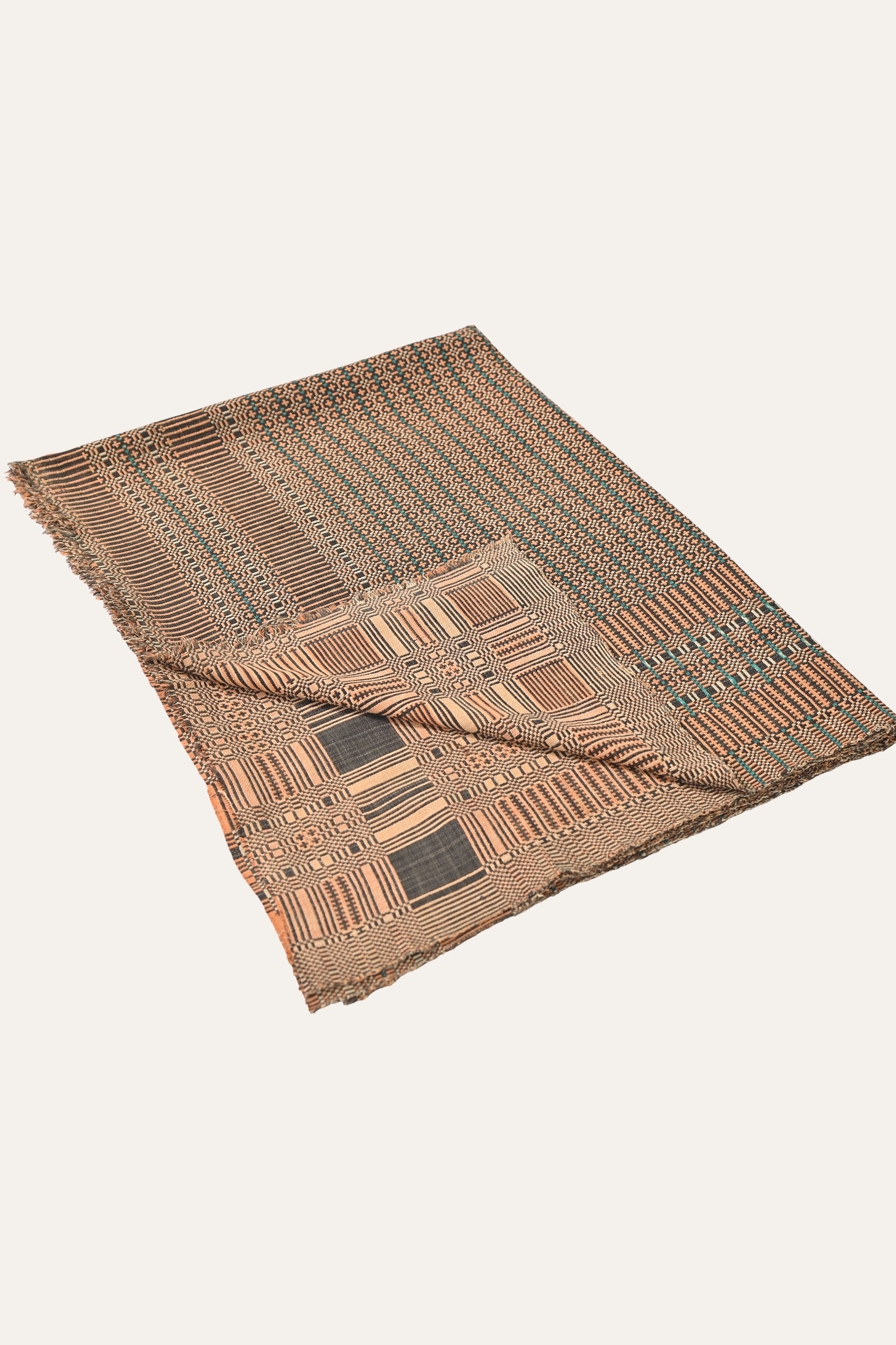 Rust Grid Reversible Punjabi Khes Antique Indian Wall Tapestry