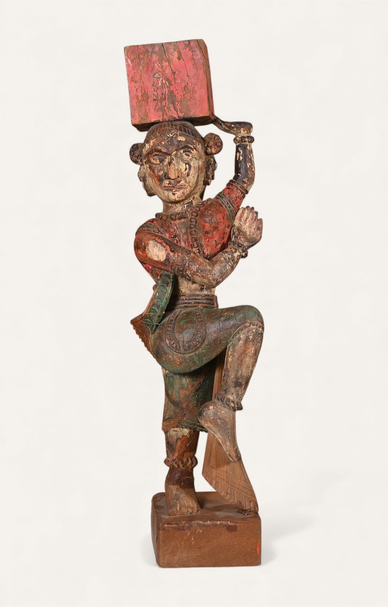 Antique Painted Tribal Warrior Figurine