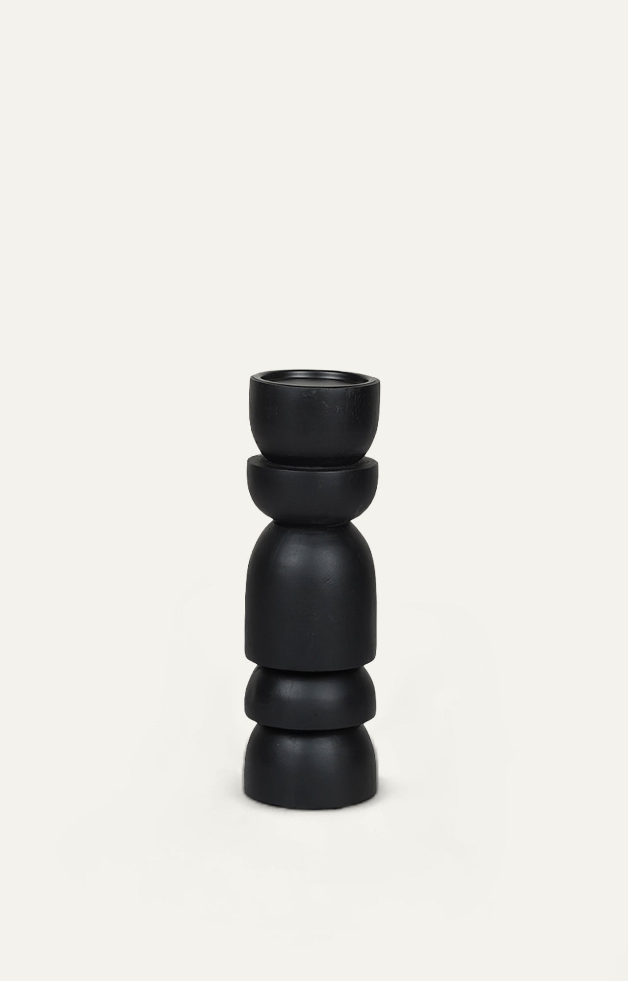 Sculpted wooden Black Candle Stand