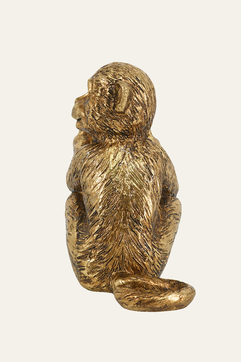 Monkey Figurine Gold Metal Candle Holder