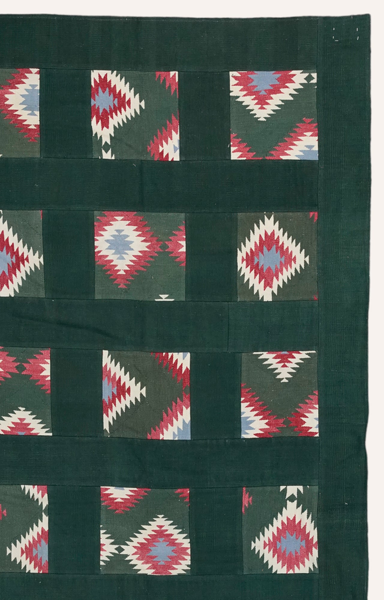 Green Patchwork Cotton Rug