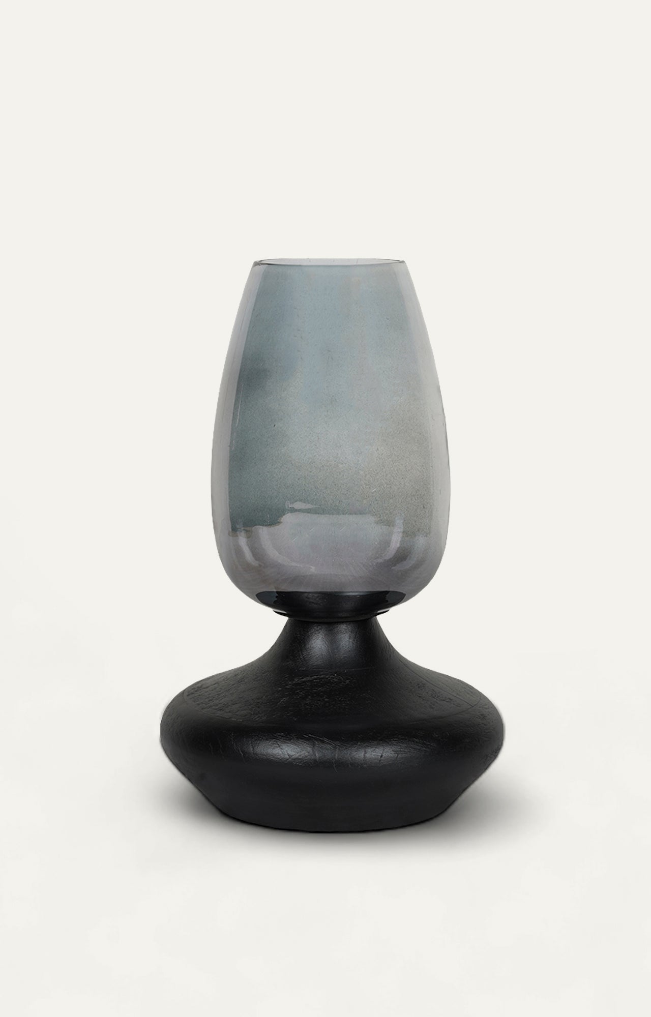 Modern Glass with wooden surface Candle stand