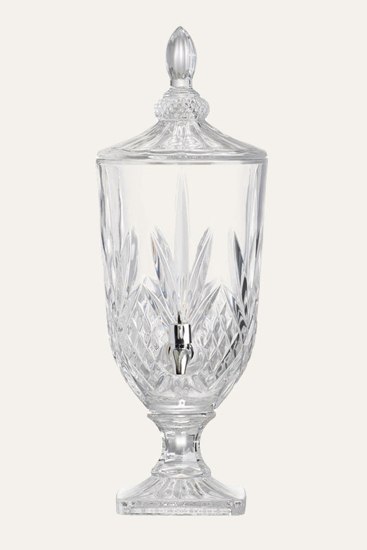 Vintage Cut Glass Beverage Dispenser with Spigot & Lid