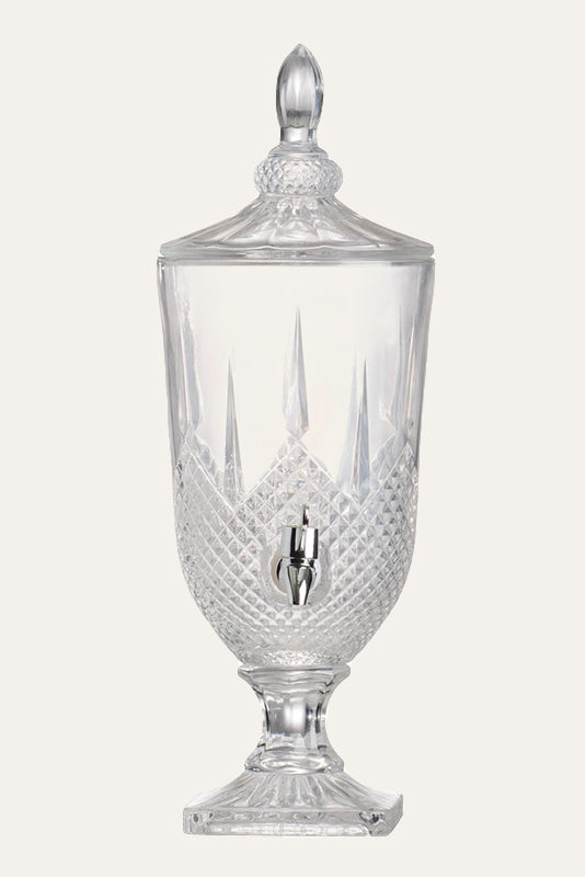 Decorative Cut Glass Beverage Jar with Tap