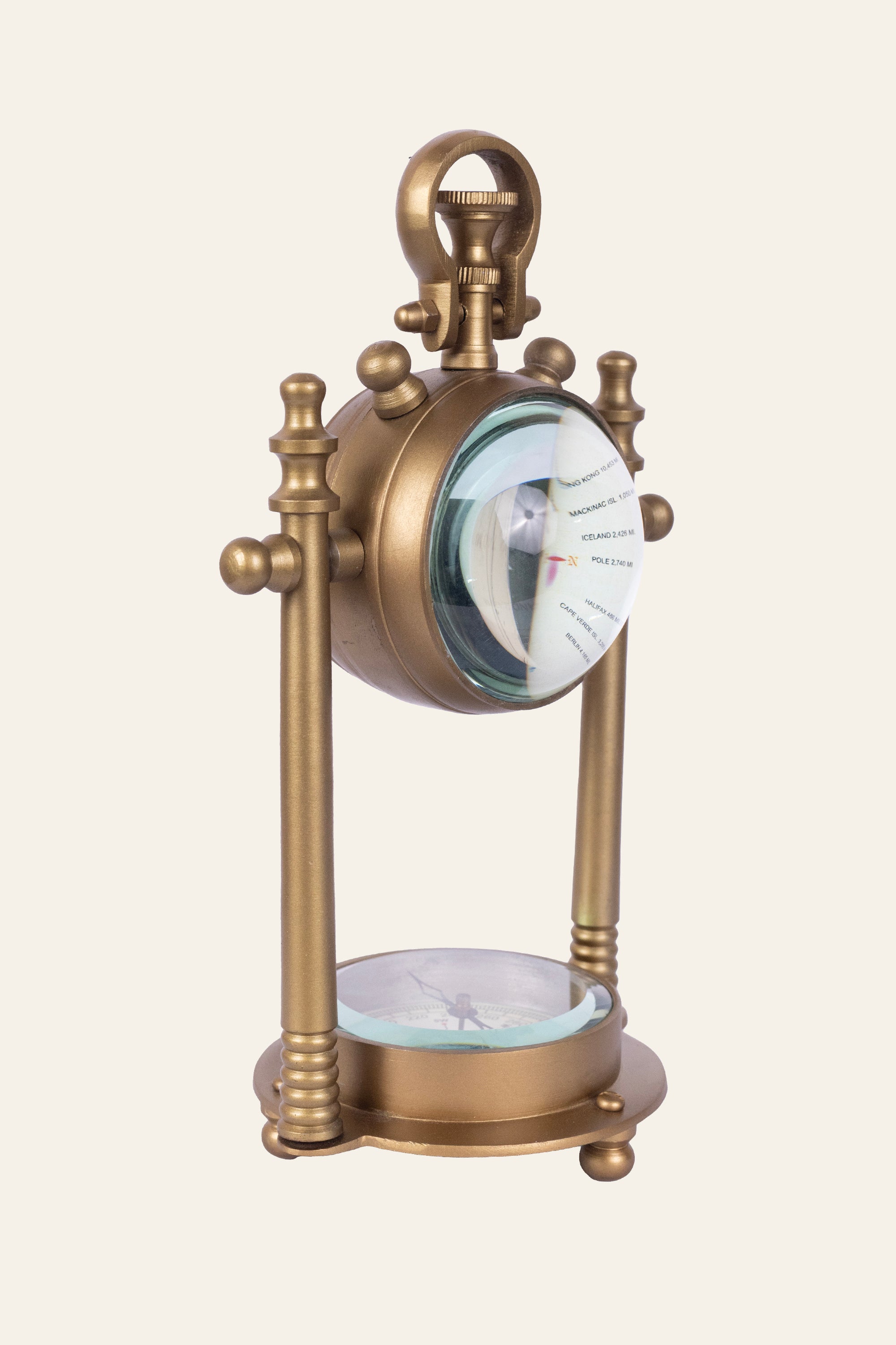Compass Analog Desk Clock for Maritime Table Styling