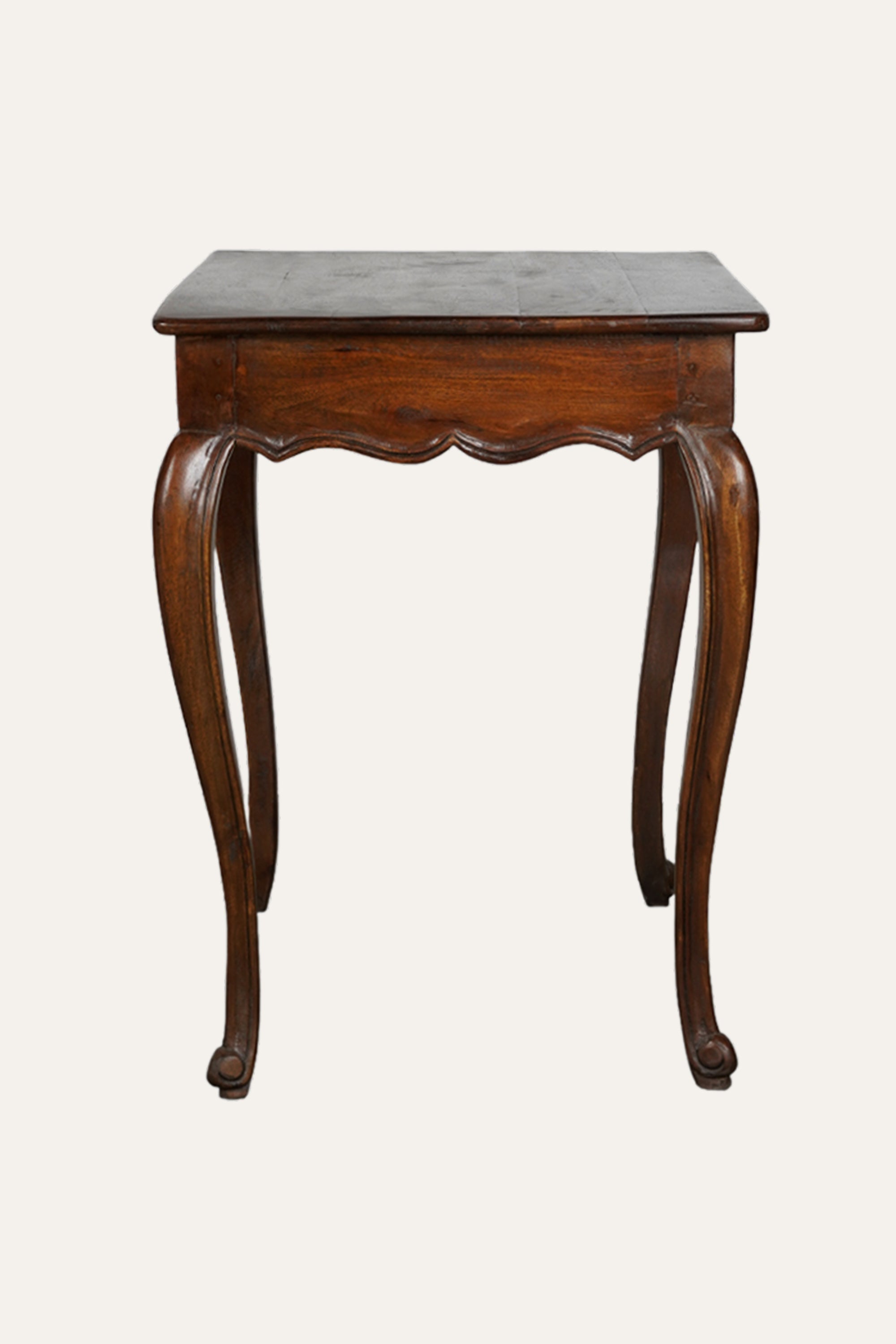 French Provincial Wooden Bedside Table with Curved Legs