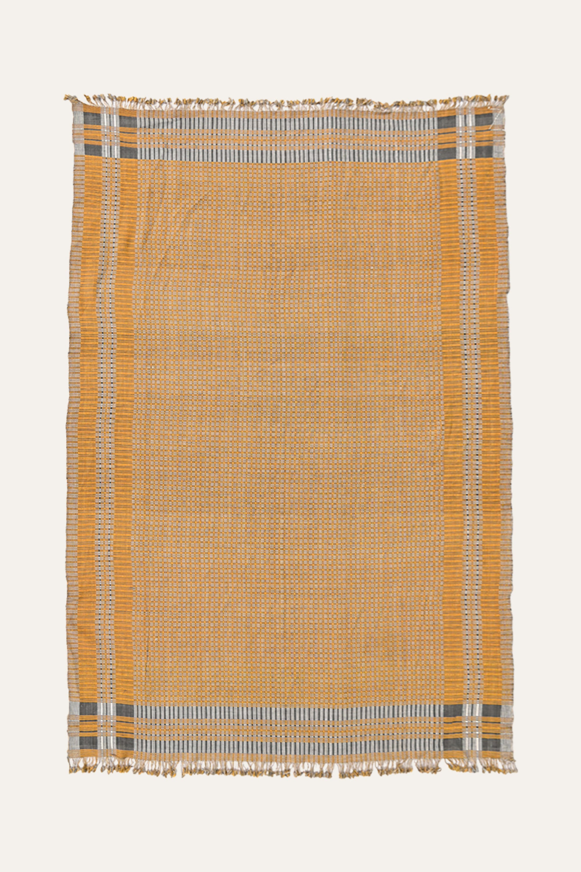 Vintage Ochre Check Cotton Khes Wall Tapestry