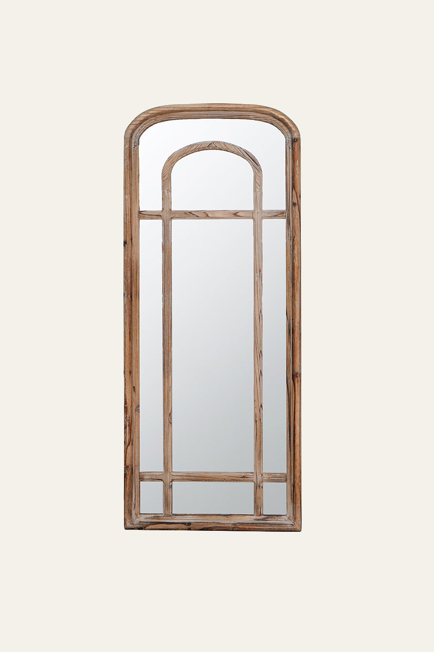 Rectangular Wooden Wall Mirror with Rounded Edges